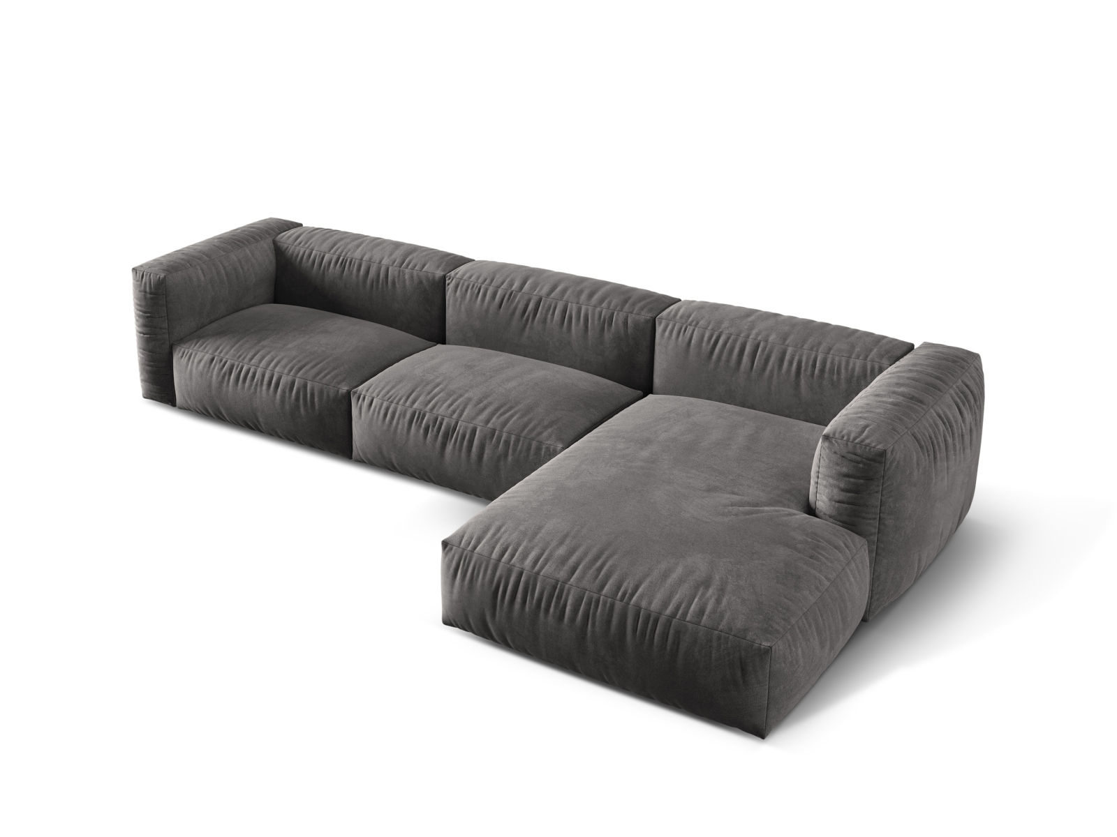 Velvet Modular Right Corner Sofa XL, "Martina", 3 Seats, 330x176x75