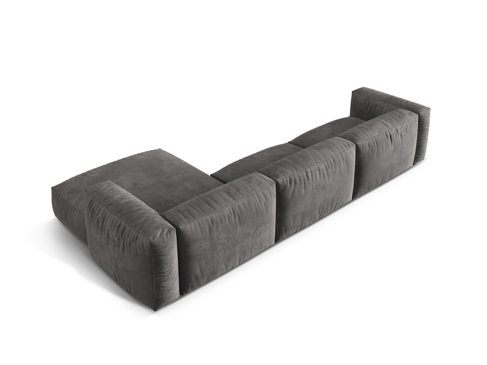 Velvet Modular Right Corner Sofa XL, "Martina", 3 Seats, 330x176x75