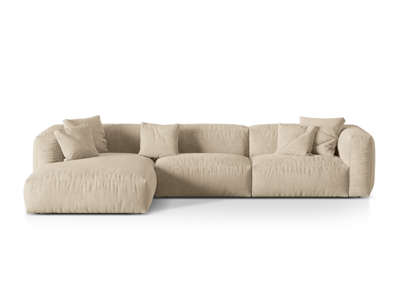 Velvet Modular Left Corner Sofa XL, "Martina", 3 Seats, 330x176x75