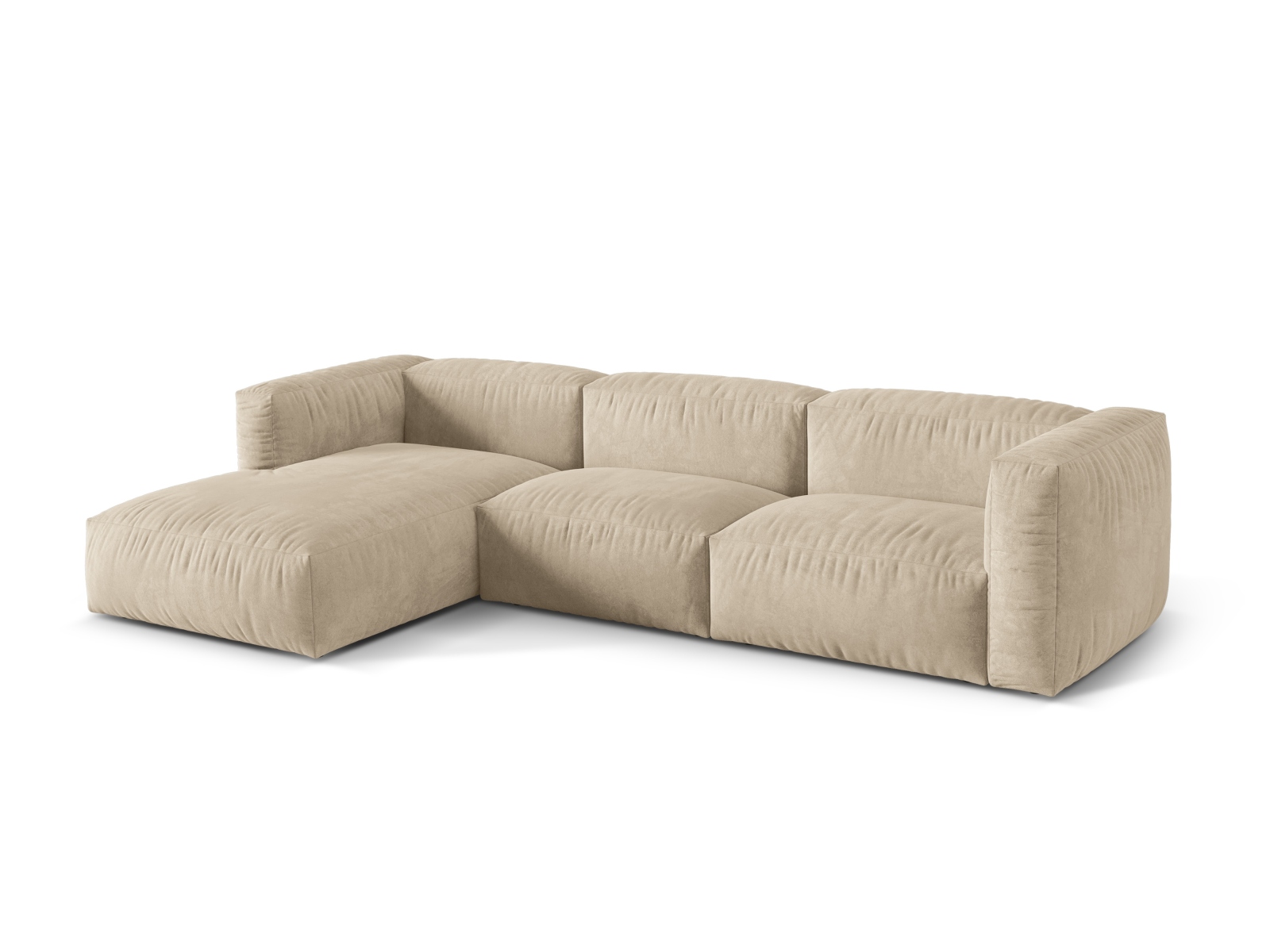 Velvet Modular Left Corner Sofa XL, "Martina", 3 Seats, 330x176x75