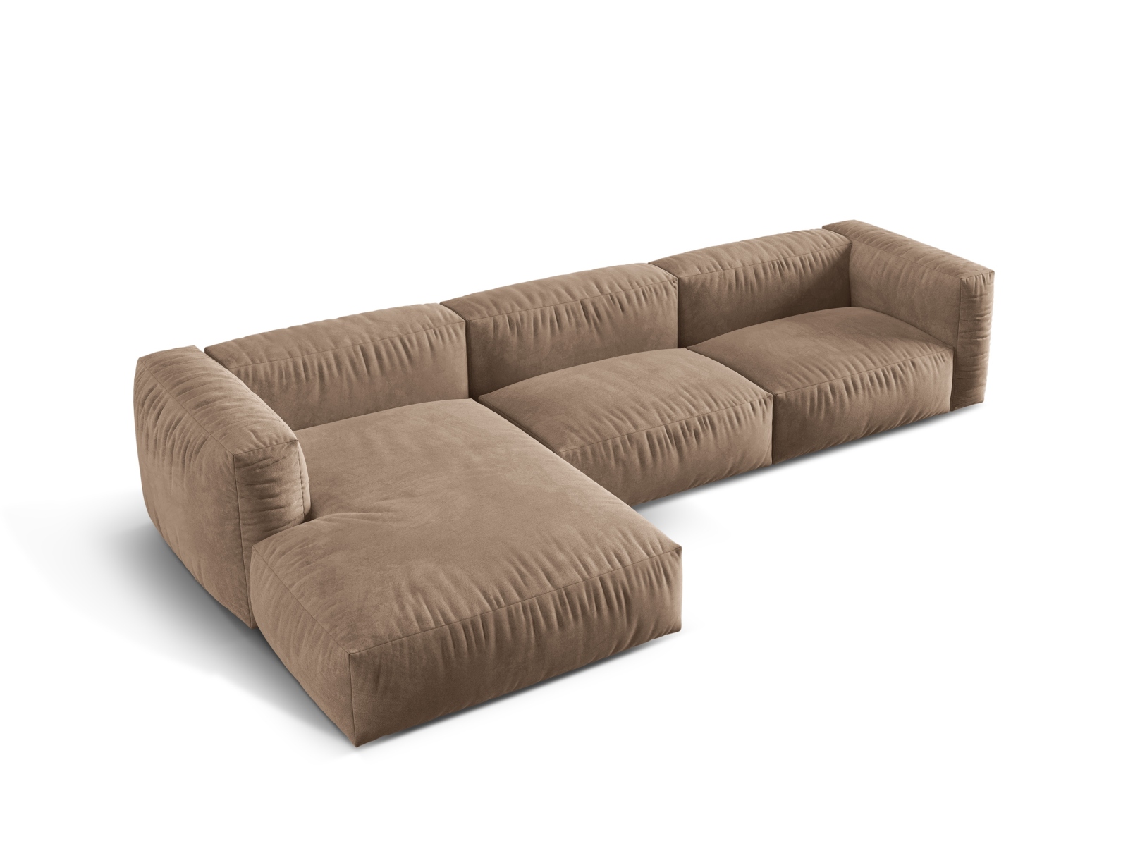 Velvet Modular Left Corner Sofa XL, "Martina", 3 Seats, 330x176x75