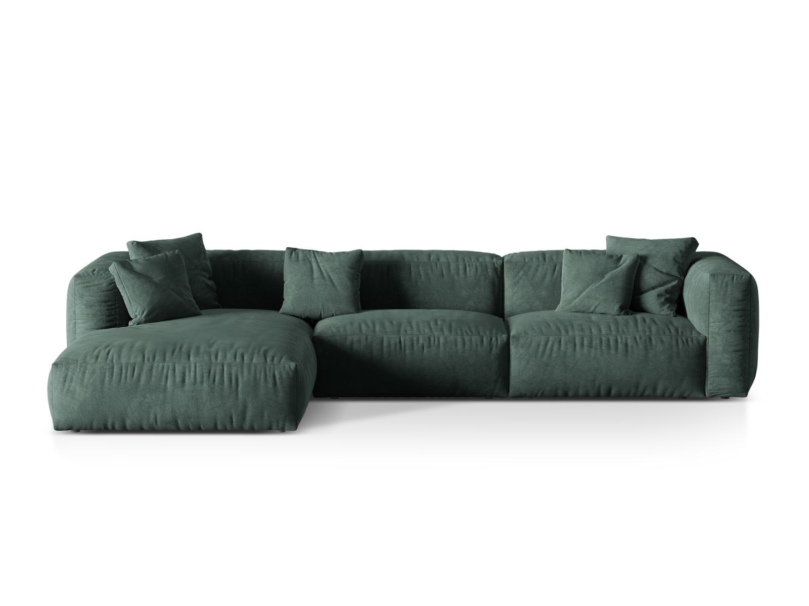 Velvet Modular Left Corner Sofa XL, "Martina", 3 Seats, 330x176x75