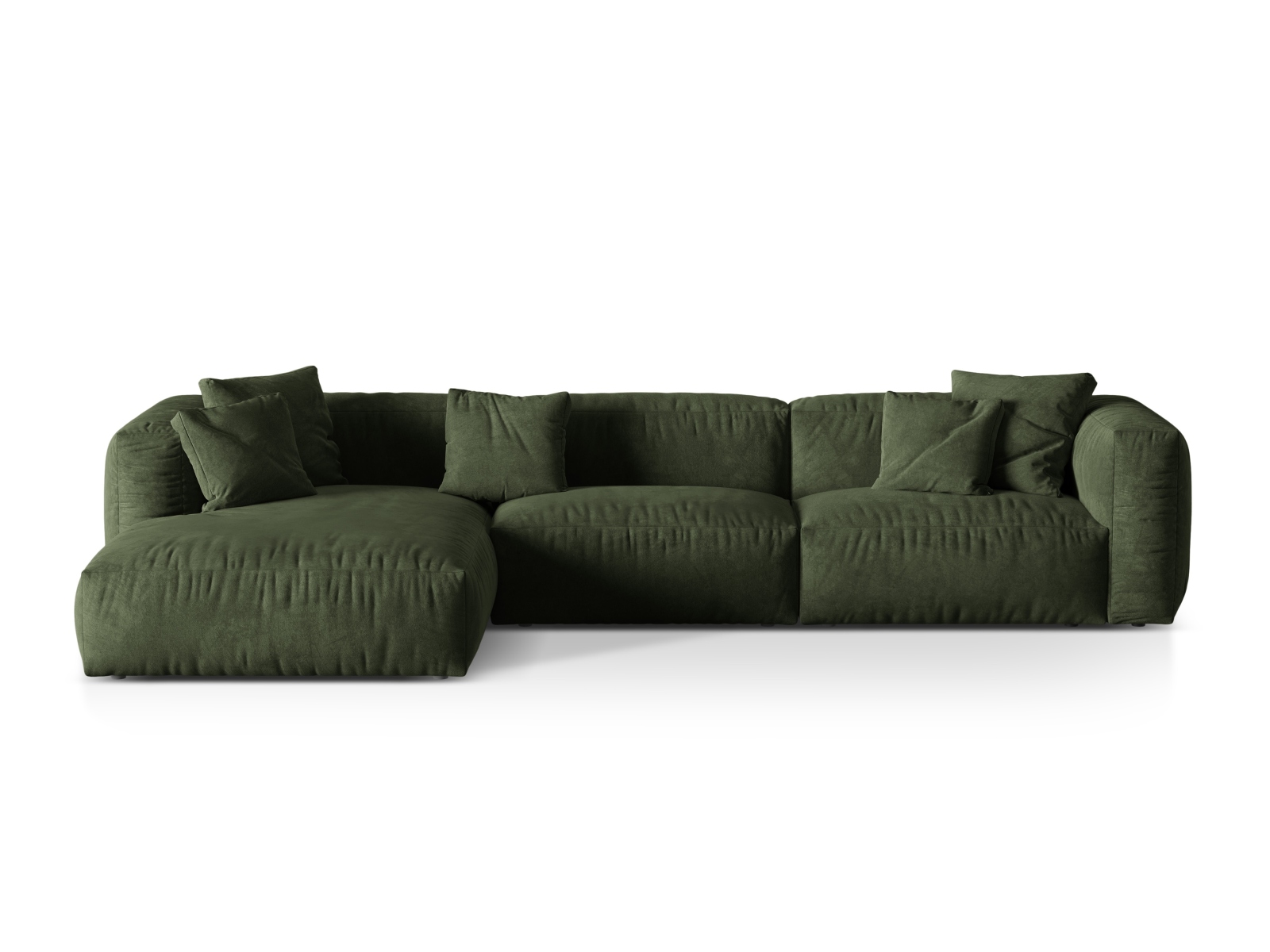 Velvet Modular Left Corner Sofa XL, "Martina", 3 Seats, 330x176x75