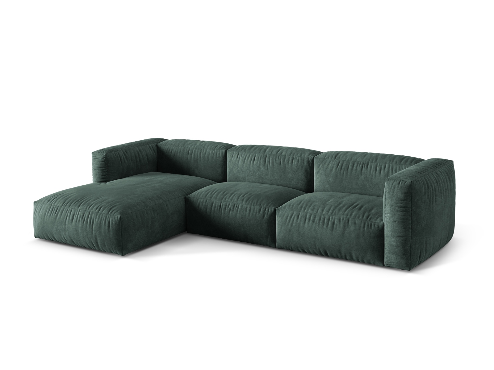 Velvet Modular Left Corner Sofa XL, "Martina", 3 Seats, 330x176x75