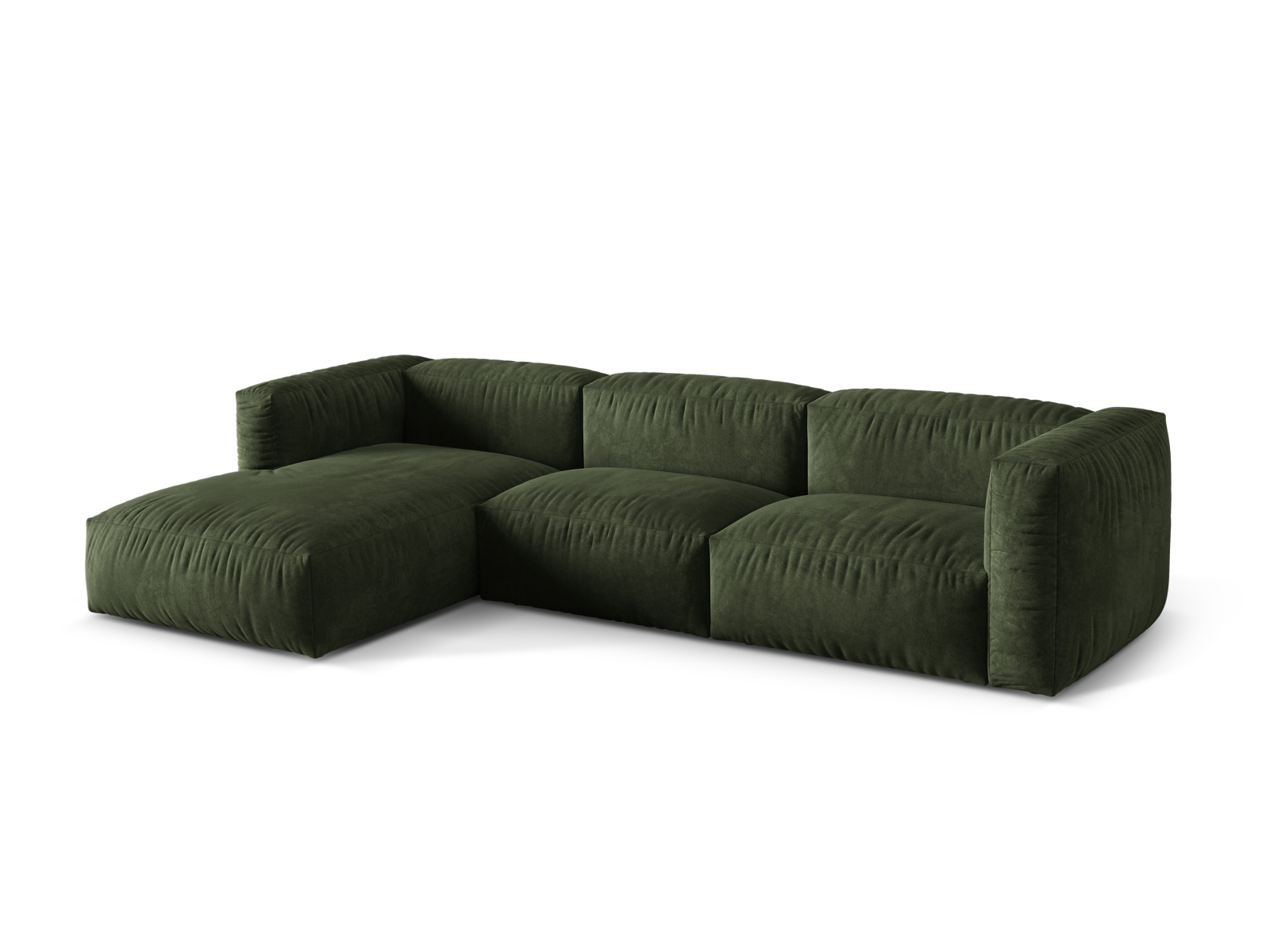 Velvet Modular Left Corner Sofa XL, "Martina", 3 Seats, 330x176x75
