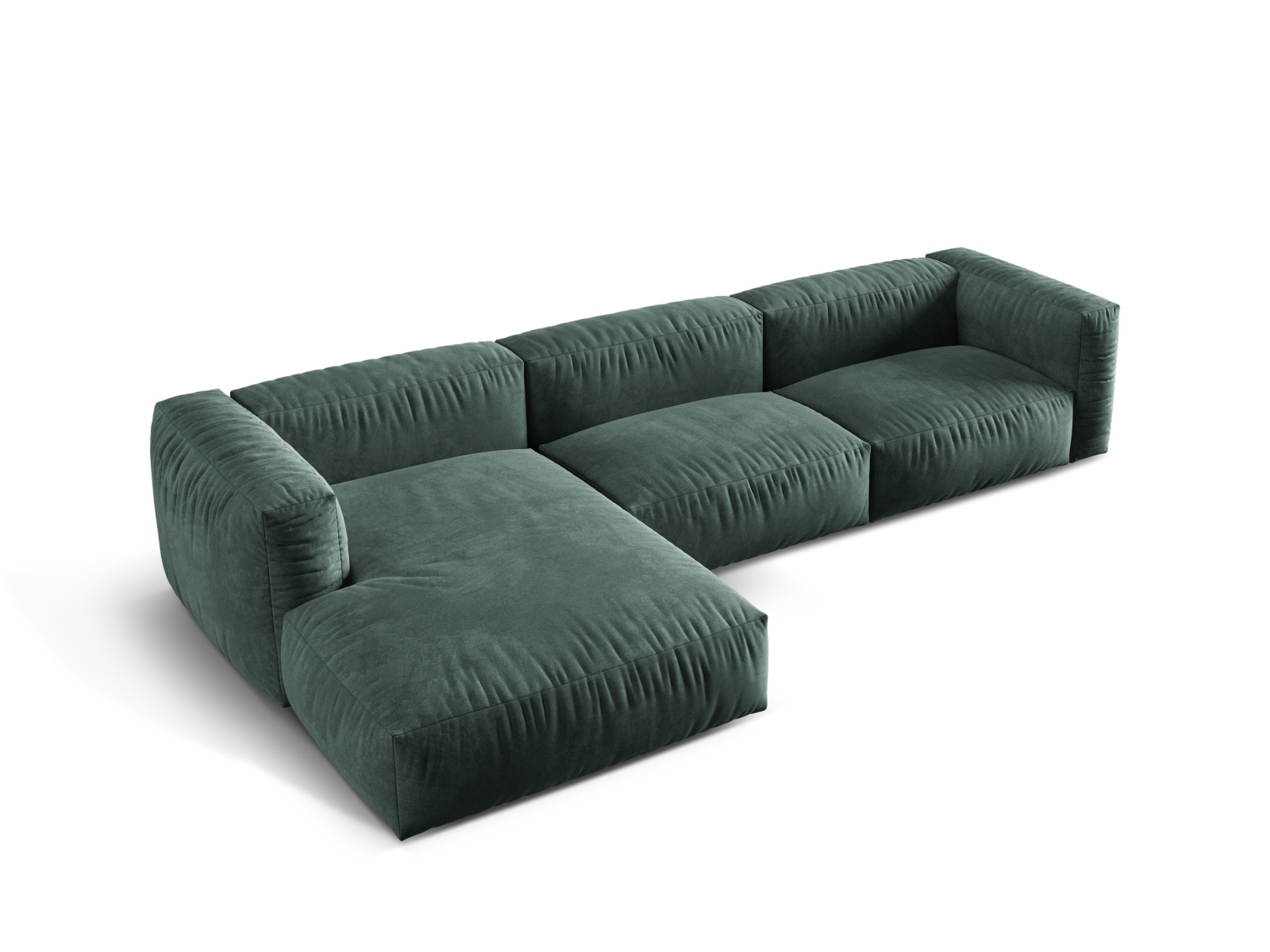 Velvet Modular Left Corner Sofa XL, "Martina", 3 Seats, 330x176x75