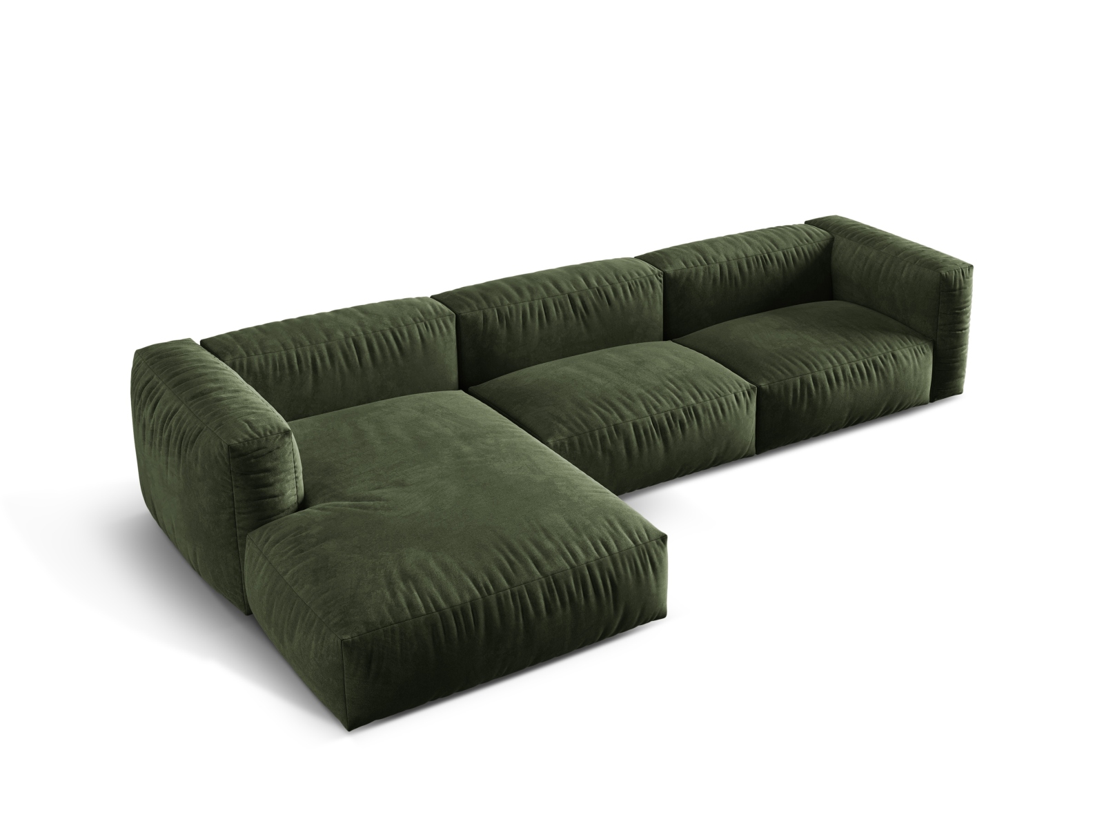 Velvet Modular Left Corner Sofa XL, "Martina", 3 Seats, 330x176x75