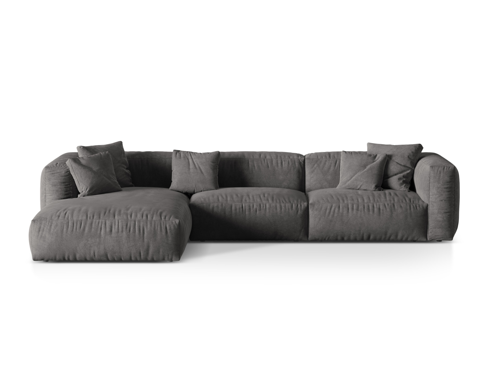 Velvet Modular Left Corner Sofa XL, "Martina", 3 Seats, 330x176x75
