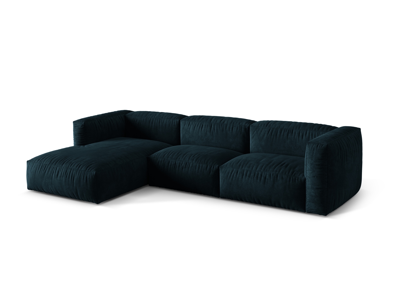 Velvet Modular Left Corner Sofa XL, "Martina", 3 Seats, 330x176x75