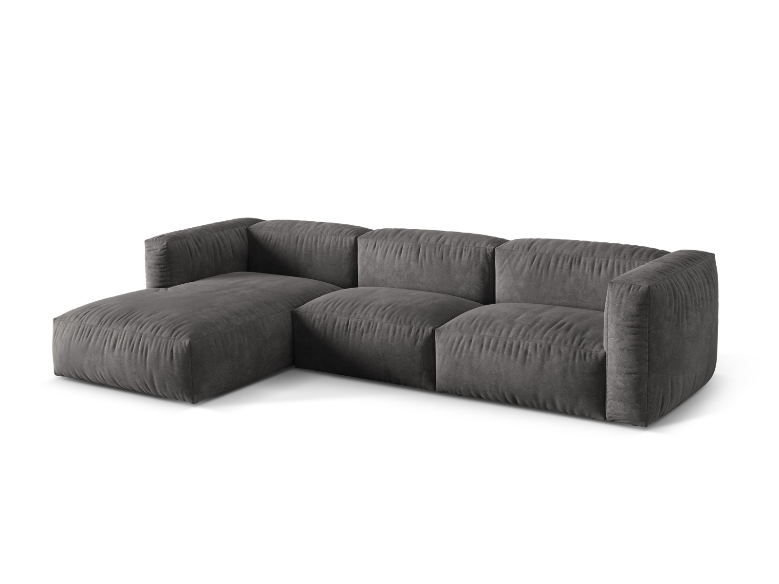 Velvet Modular Left Corner Sofa XL, "Martina", 3 Seats, 330x176x75