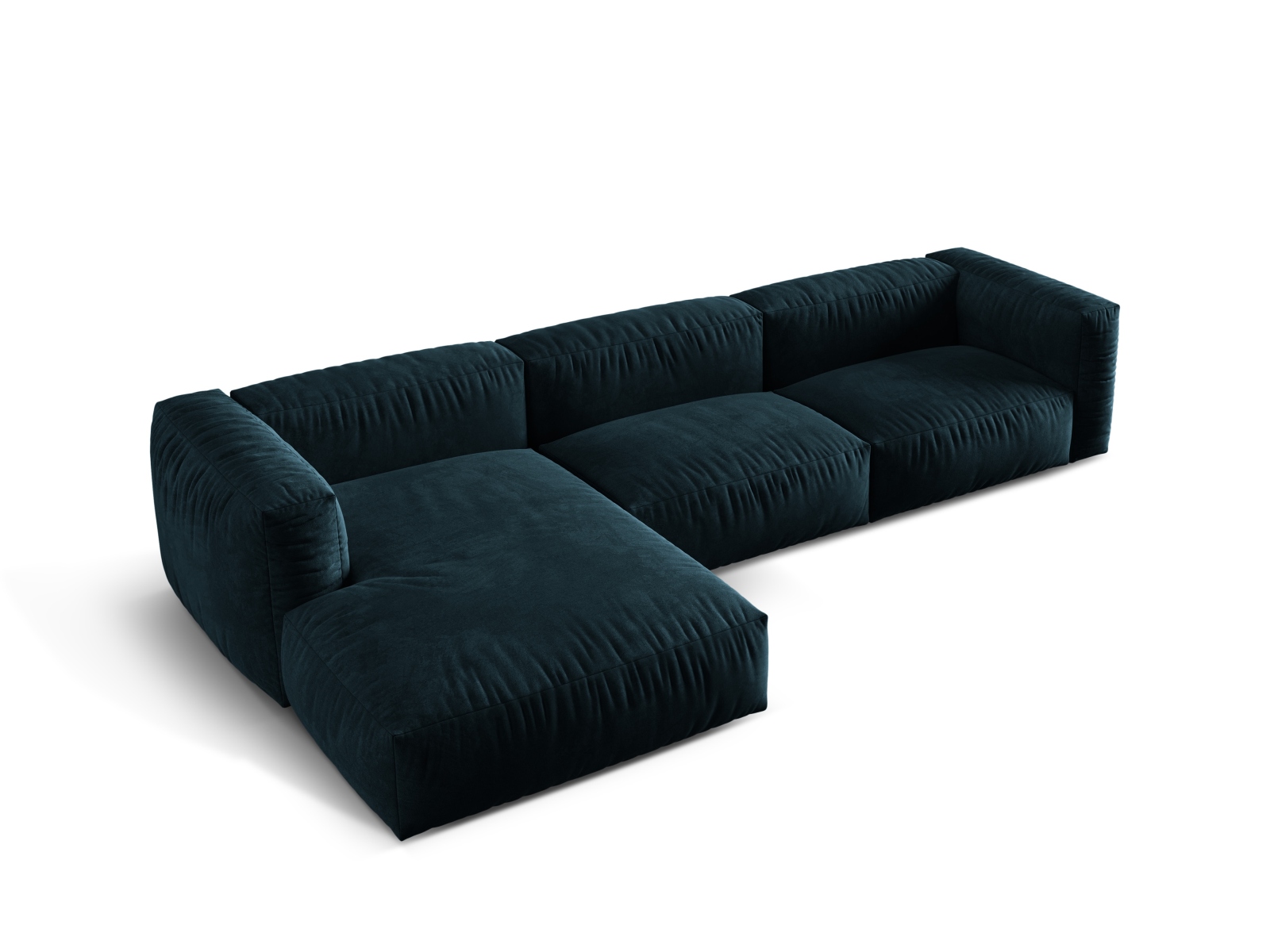 Velvet Modular Left Corner Sofa XL, "Martina", 3 Seats, 330x176x75