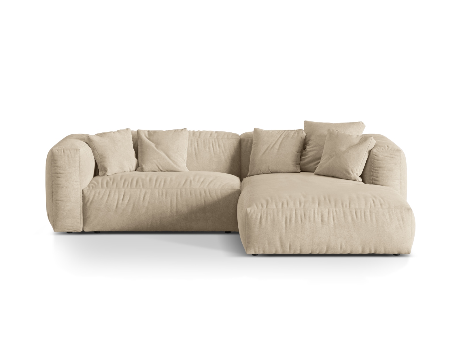 Velvet Modular Right Corner Sofa XL, "Martina", 2 Seats, 280x176x75