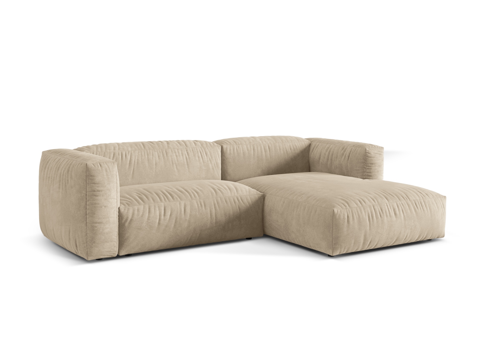 Velvet Modular Right Corner Sofa XL, "Martina", 2 Seats, 280x176x75