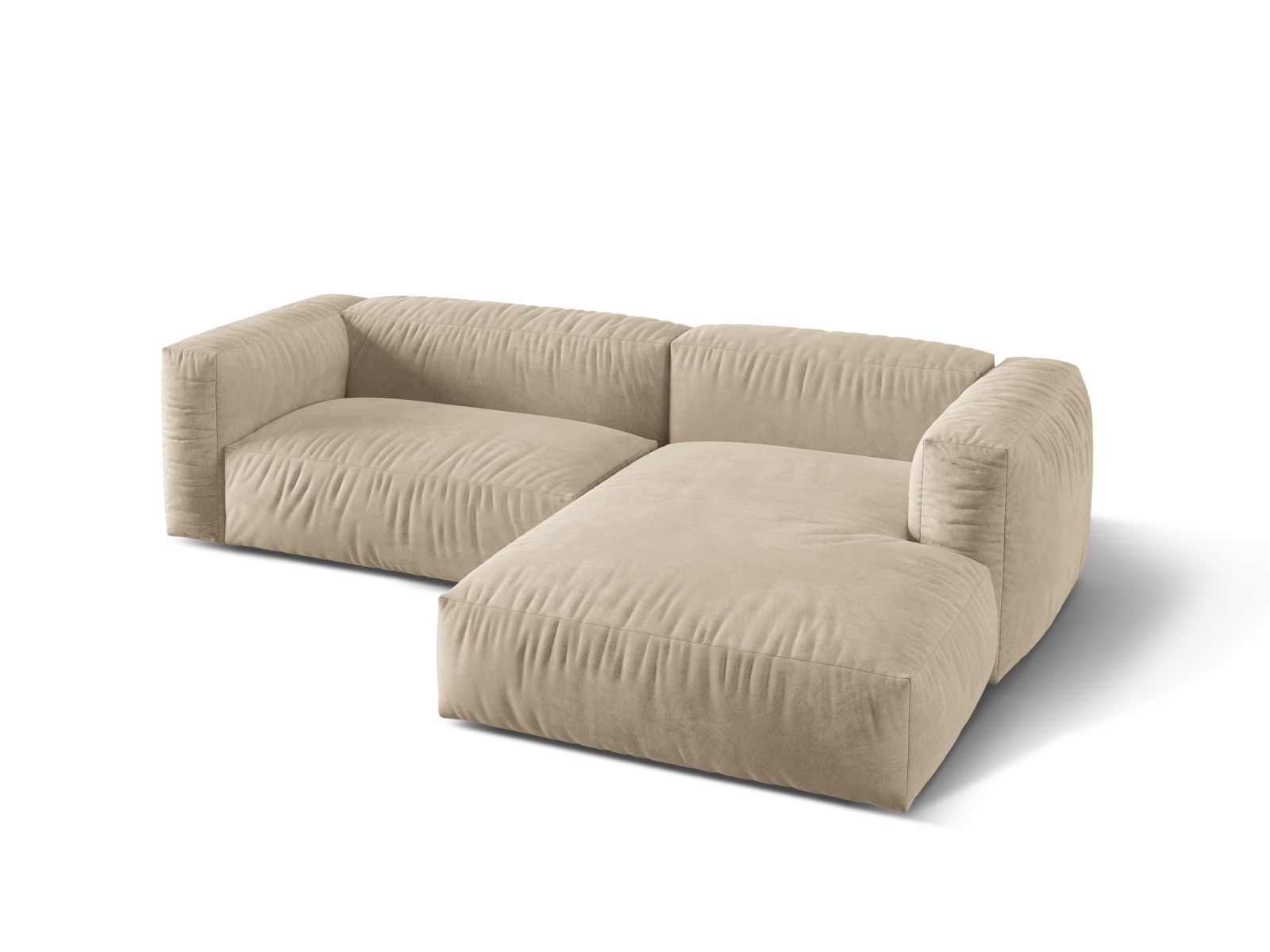 Velvet Modular Right Corner Sofa XL, "Martina", 2 Seats, 280x176x75