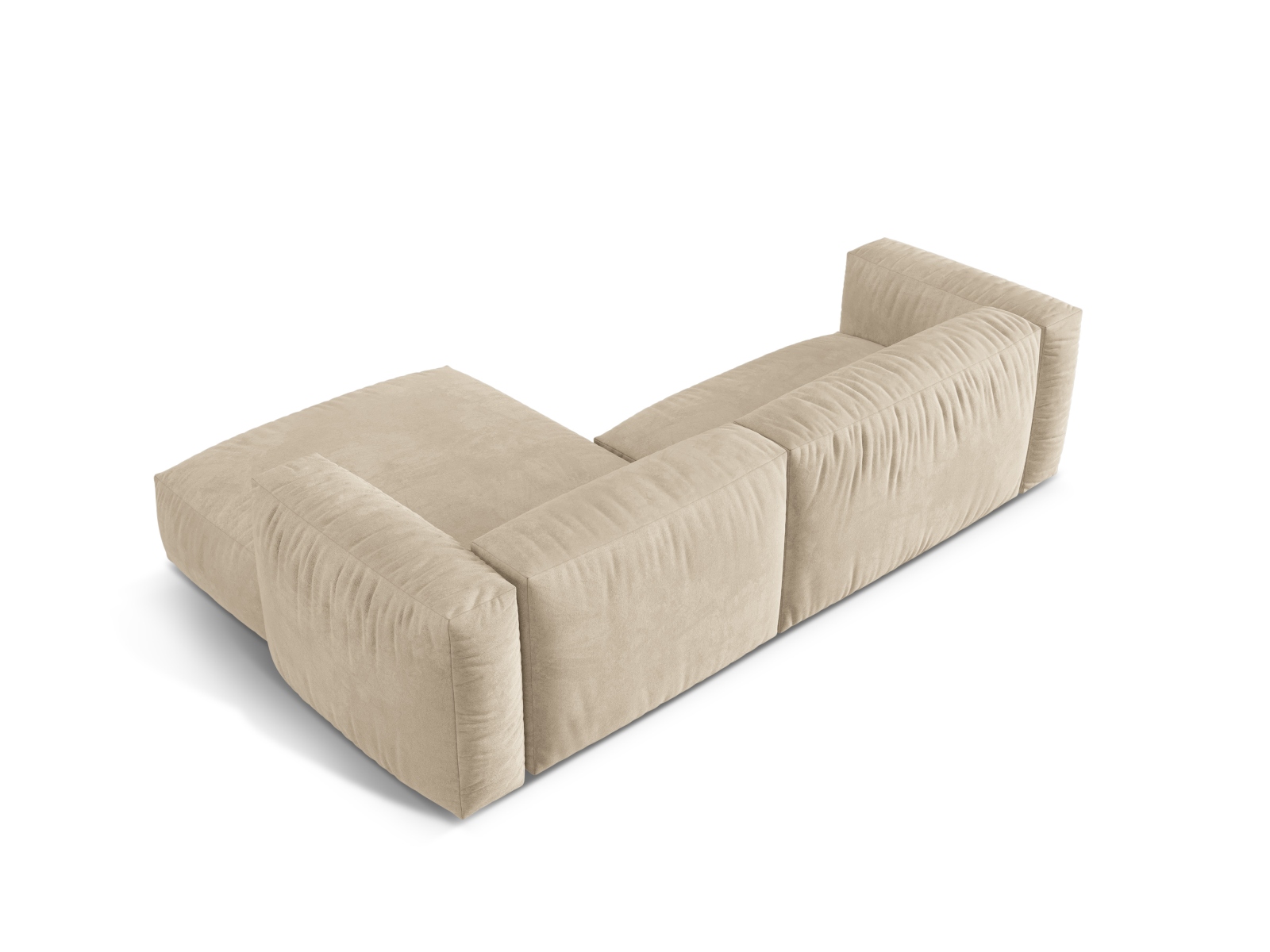 Velvet Modular Right Corner Sofa XL, "Martina", 2 Seats, 280x176x75
