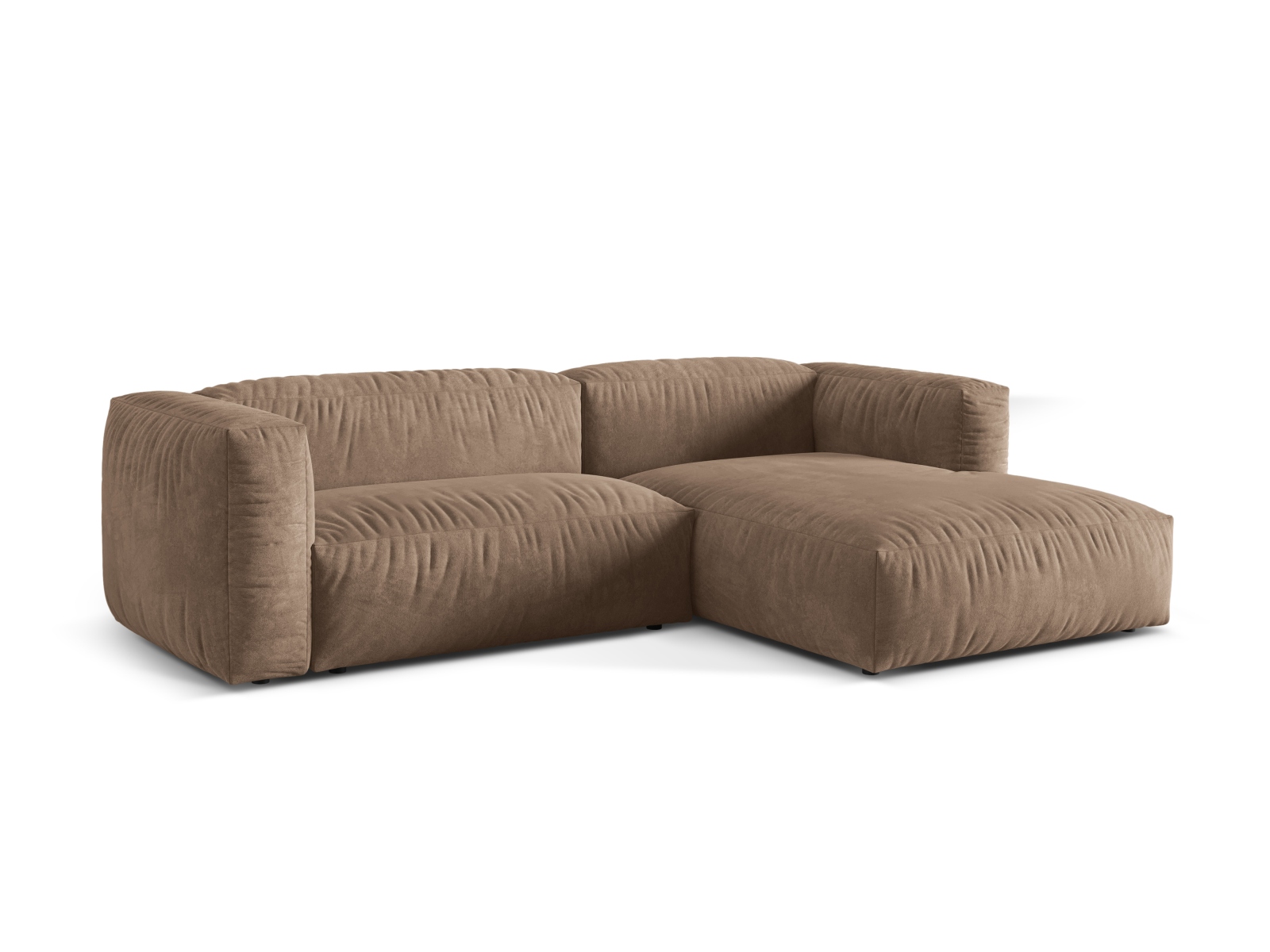 Velvet Modular Right Corner Sofa XL, "Martina", 2 Seats, 280x176x75