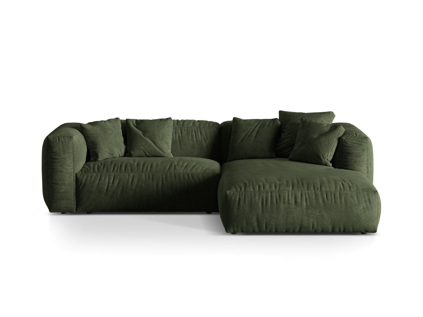 Velvet Modular Right Corner Sofa XL, "Martina", 2 Seats, 280x176x75