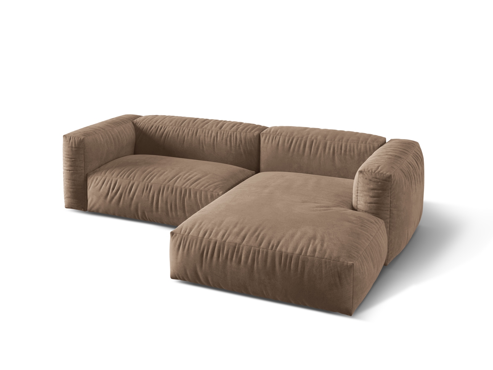 Velvet Modular Right Corner Sofa XL, "Martina", 2 Seats, 280x176x75