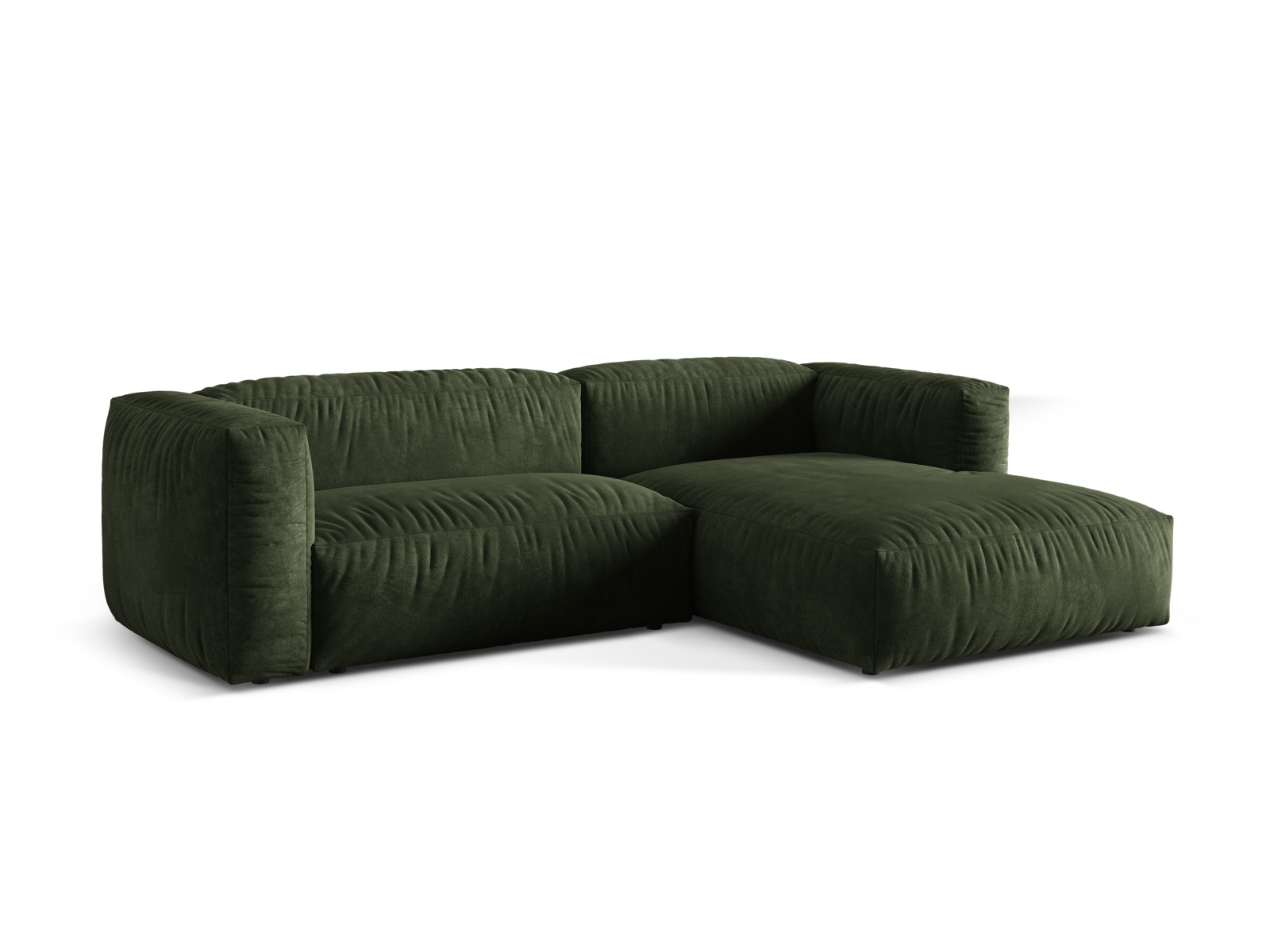 Velvet Modular Right Corner Sofa XL, "Martina", 2 Seats, 280x176x75