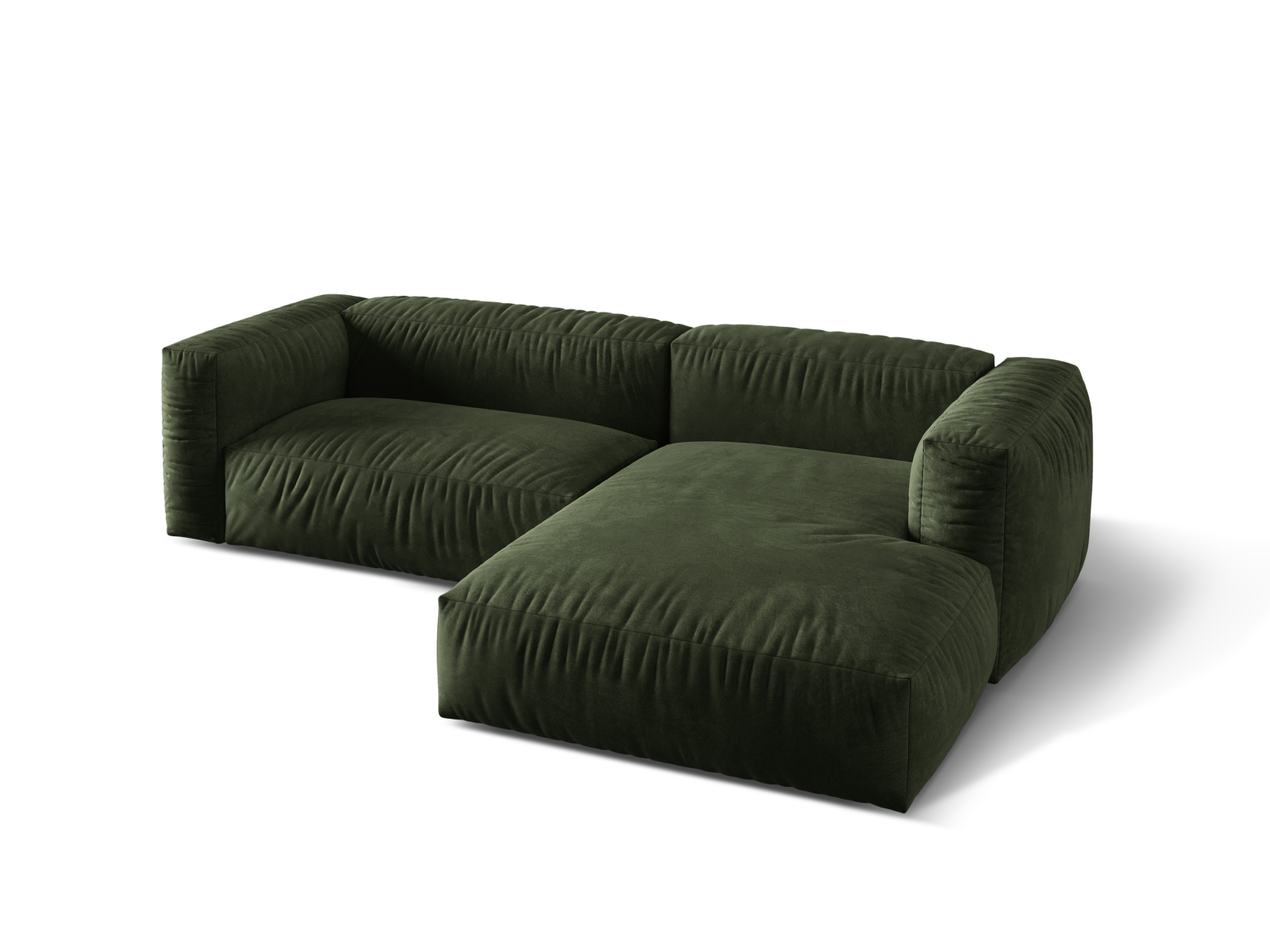 Velvet Modular Right Corner Sofa XL, "Martina", 2 Seats, 280x176x75
