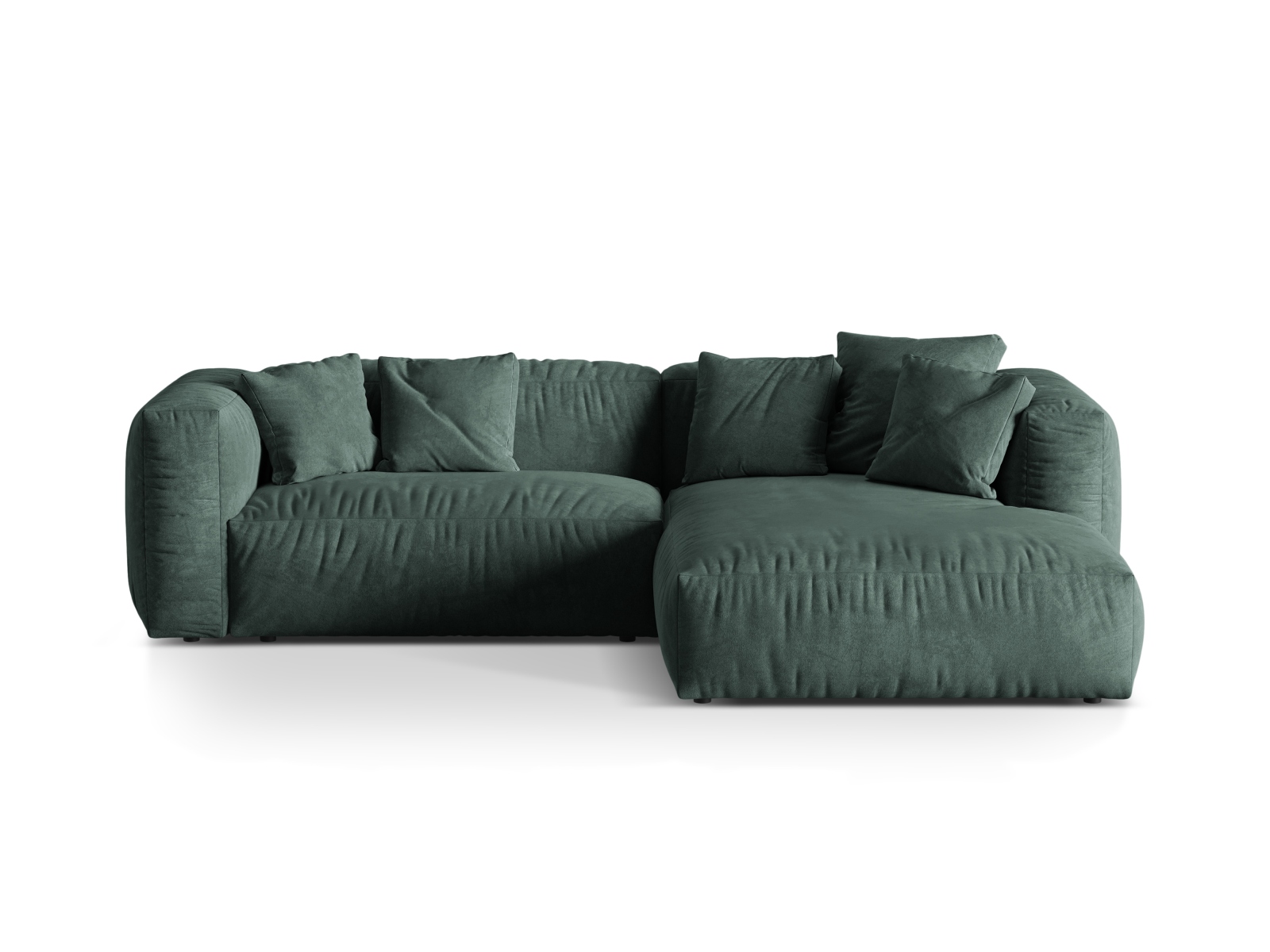 Velvet Modular Right Corner Sofa XL, "Martina", 2 Seats, 280x176x75