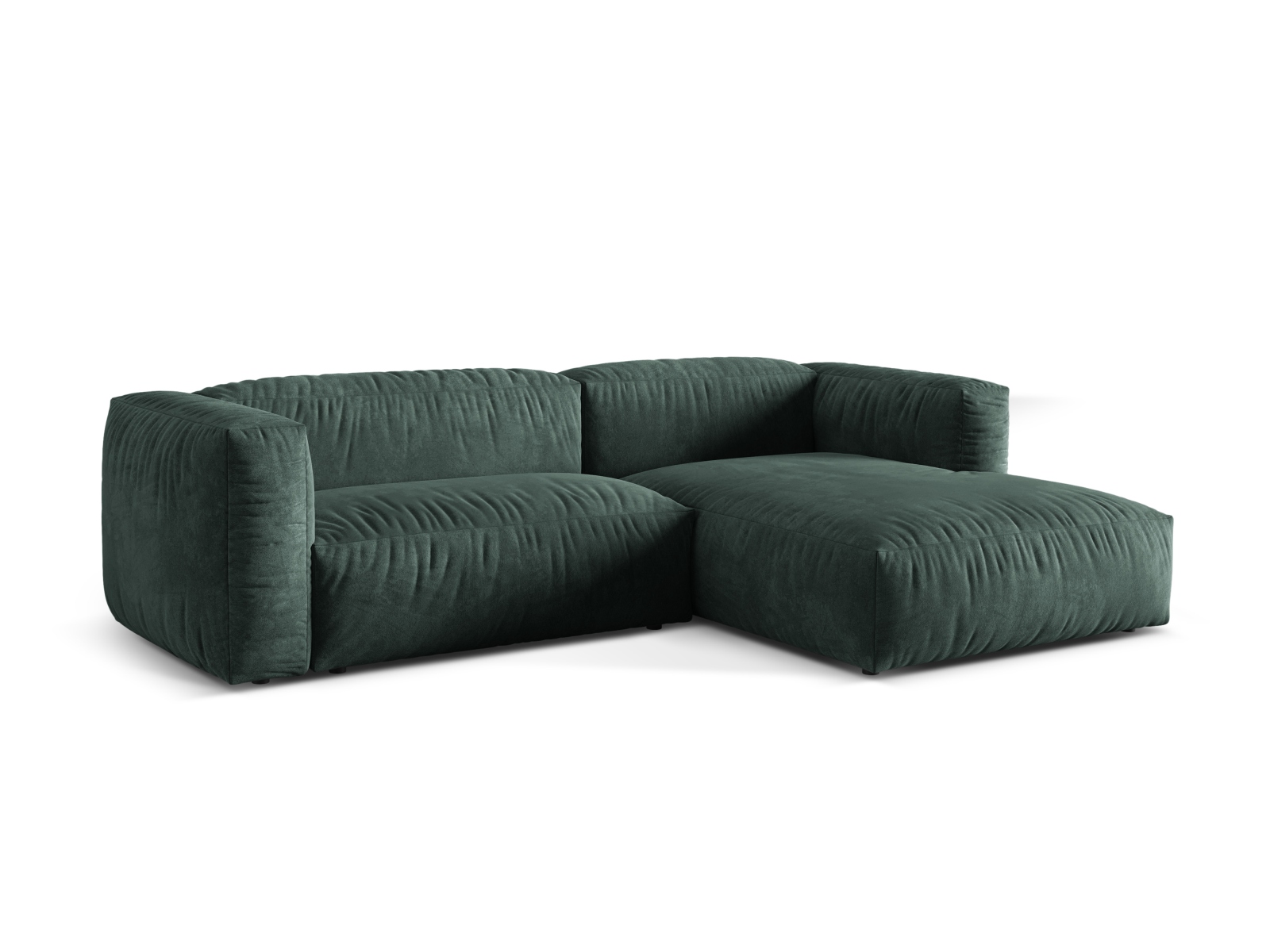 Velvet Modular Right Corner Sofa XL, "Martina", 2 Seats, 280x176x75