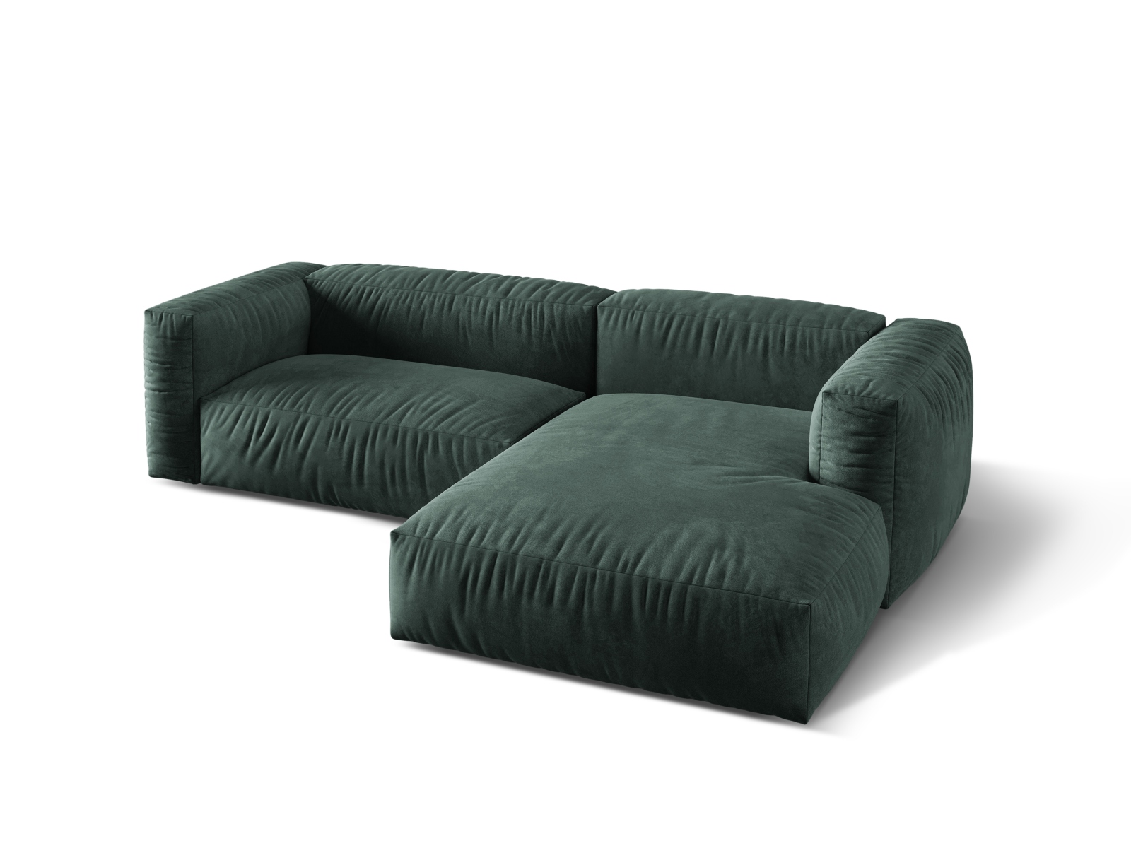 Velvet Modular Right Corner Sofa XL, "Martina", 2 Seats, 280x176x75
