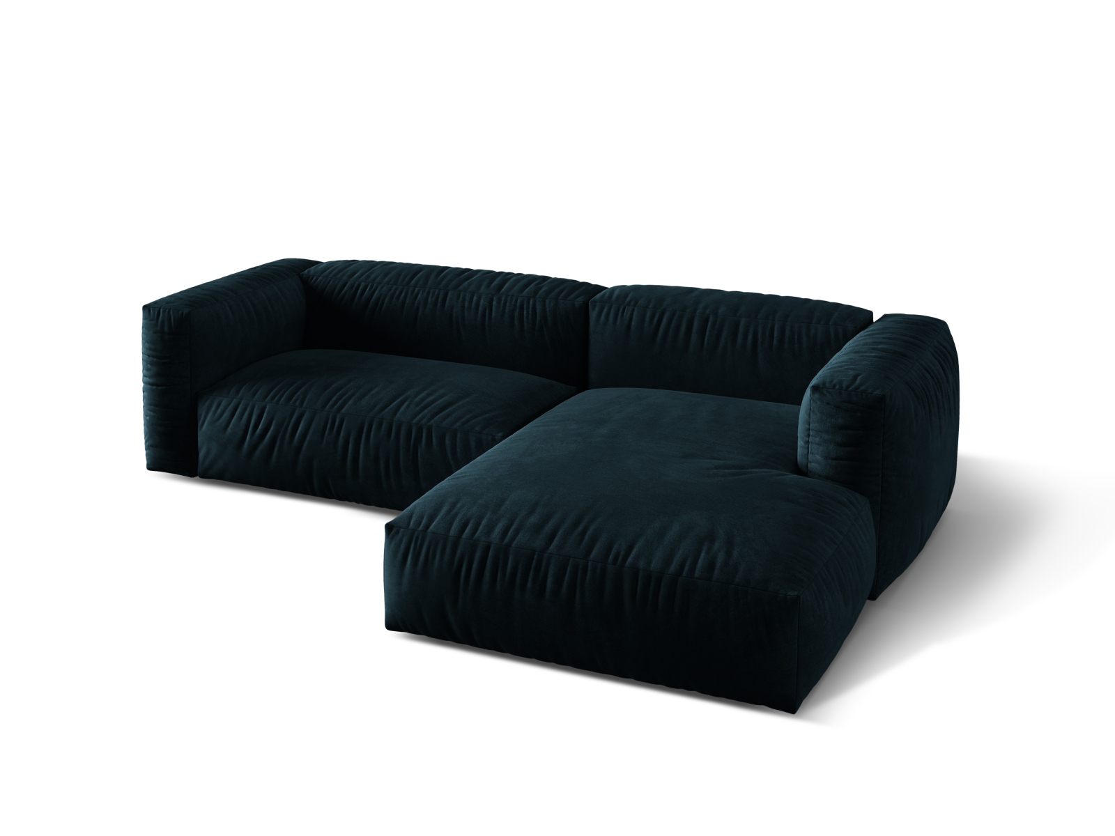 Velvet Modular Right Corner Sofa XL, "Martina", 2 Seats, 280x176x75