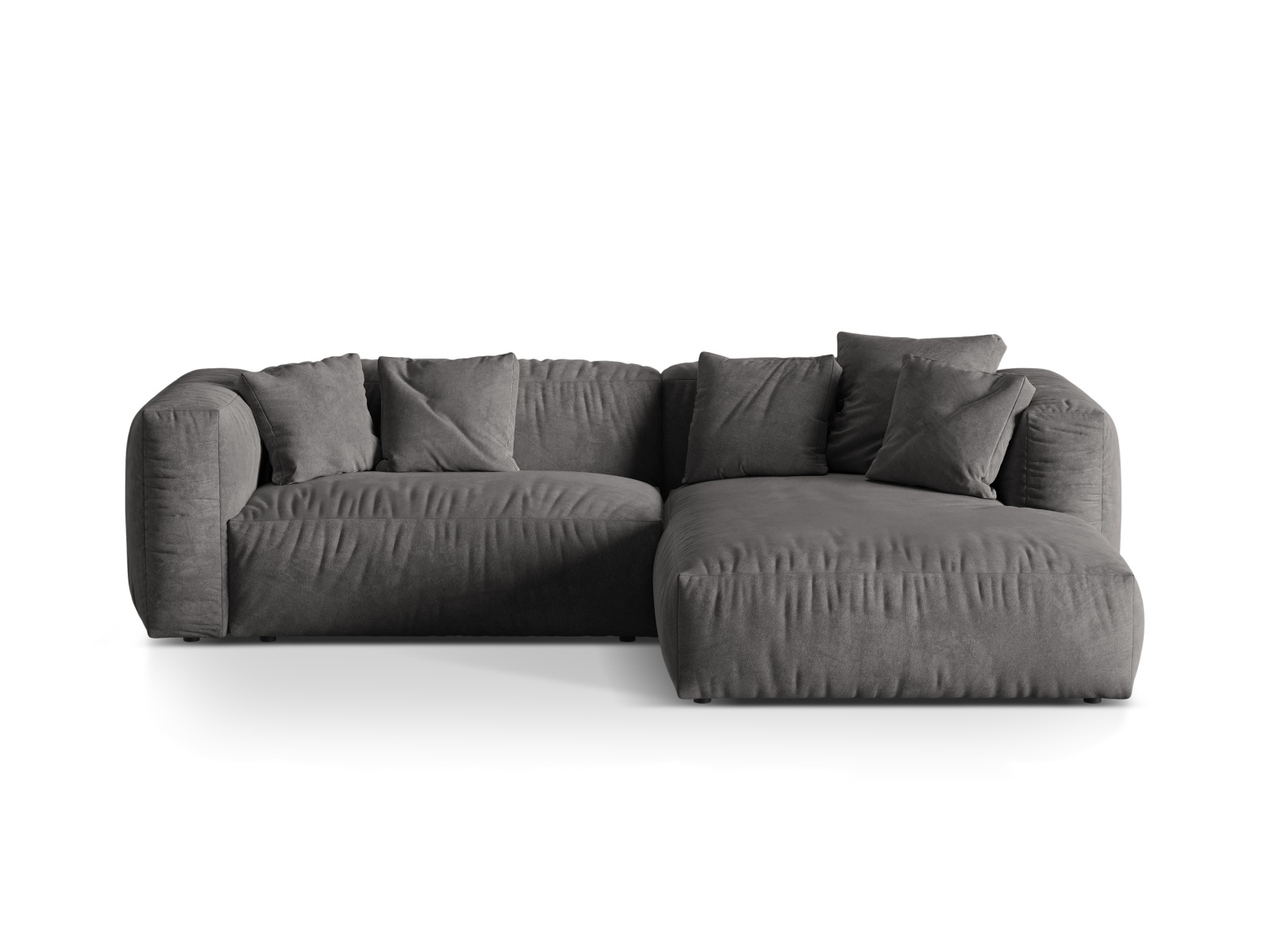 Velvet Modular Right Corner Sofa XL, "Martina", 2 Seats, 280x176x75