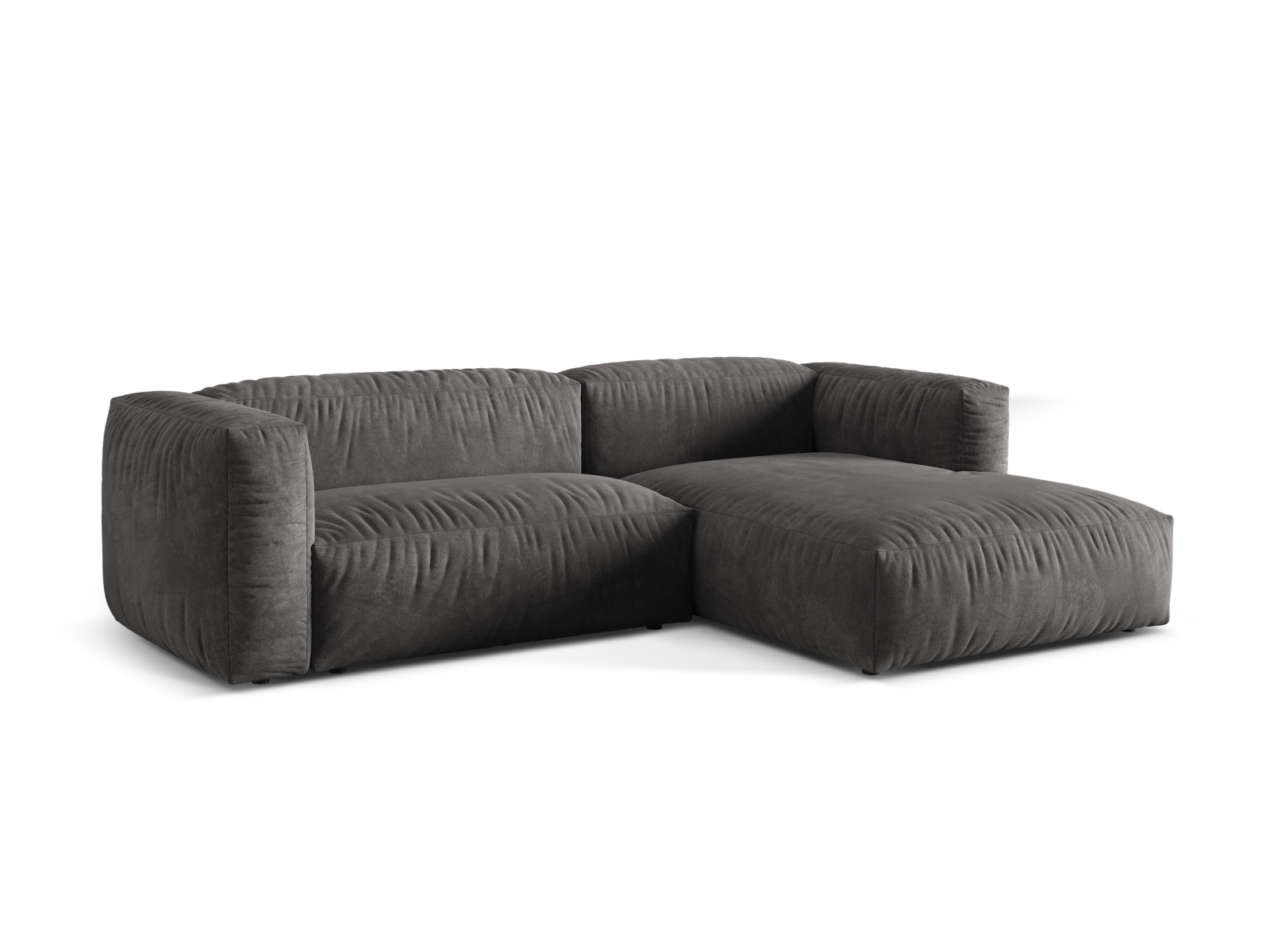 Velvet Modular Right Corner Sofa XL, "Martina", 2 Seats, 280x176x75