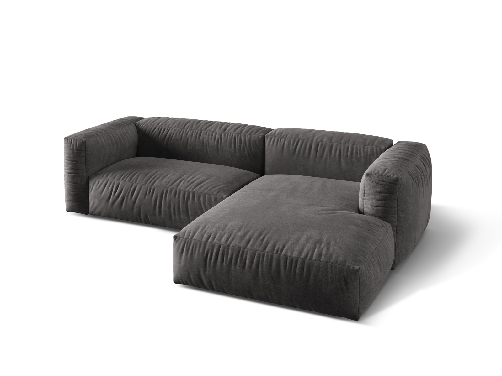 Velvet Modular Right Corner Sofa XL, "Martina", 2 Seats, 280x176x75
