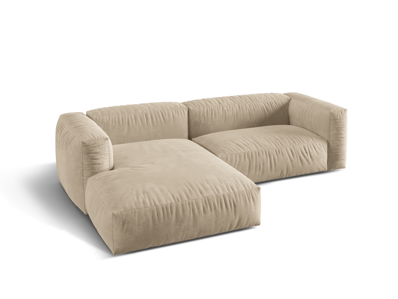 Velvet Modular Left Corner Sofa XL, "Martina", 2 Seats, 280x176x75