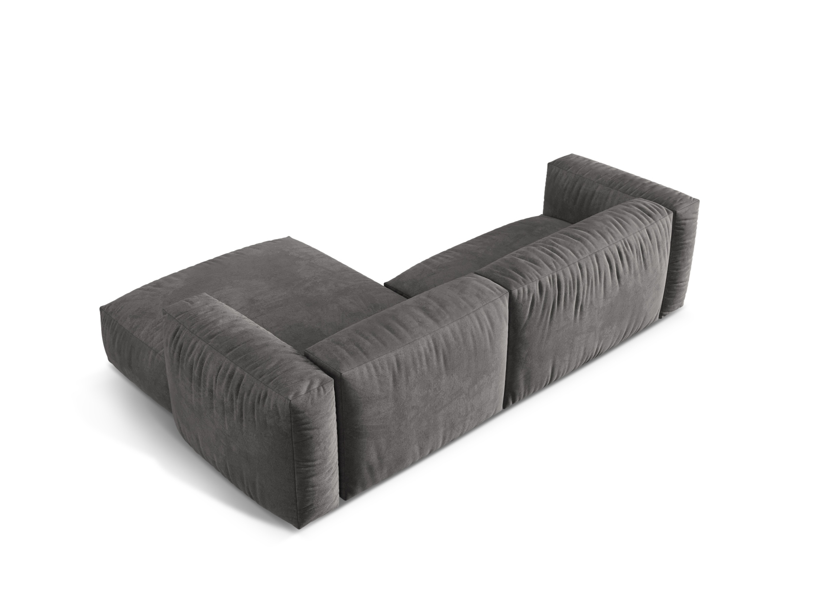 Velvet Modular Right Corner Sofa XL, "Martina", 2 Seats, 280x176x75