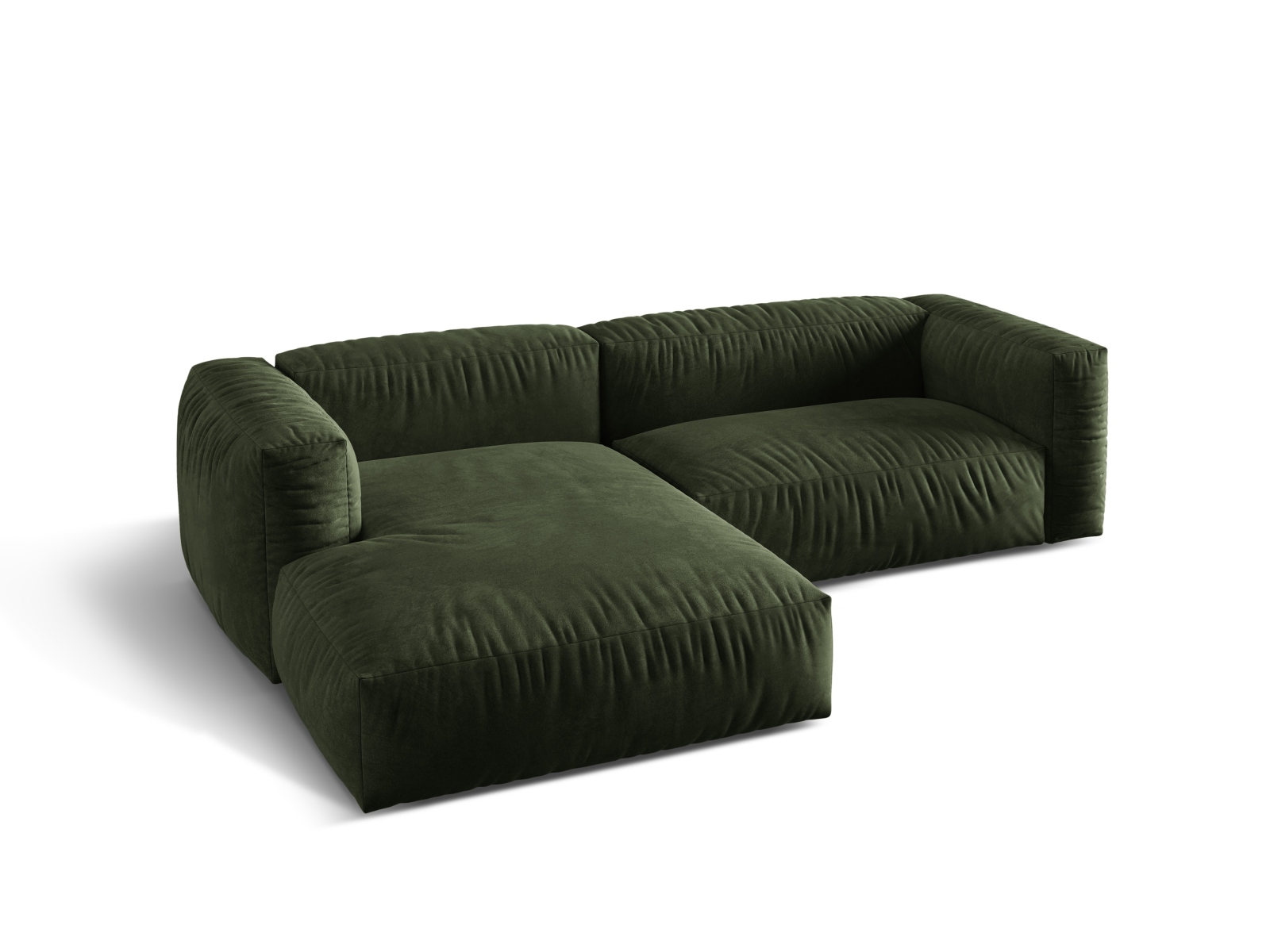 Velvet Modular Left Corner Sofa XL, "Martina", 2 Seats, 280x176x75