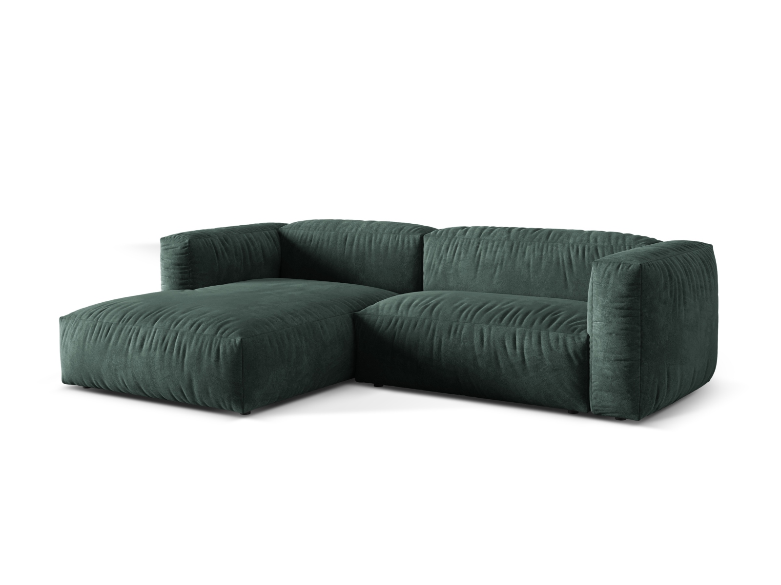 Velvet Modular Left Corner Sofa XL, "Martina", 2 Seats, 280x176x75