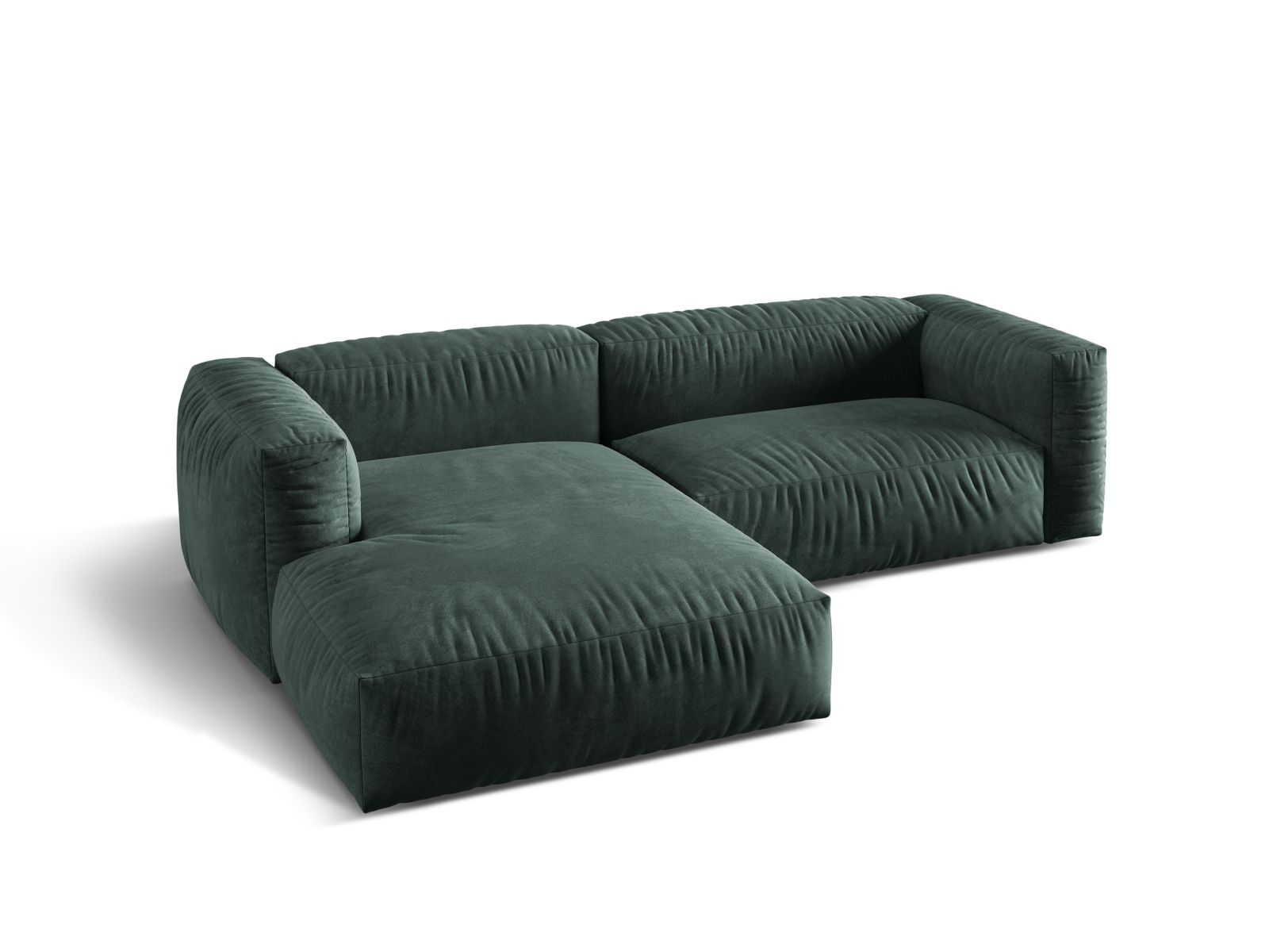 Velvet Modular Left Corner Sofa XL, "Martina", 2 Seats, 280x176x75