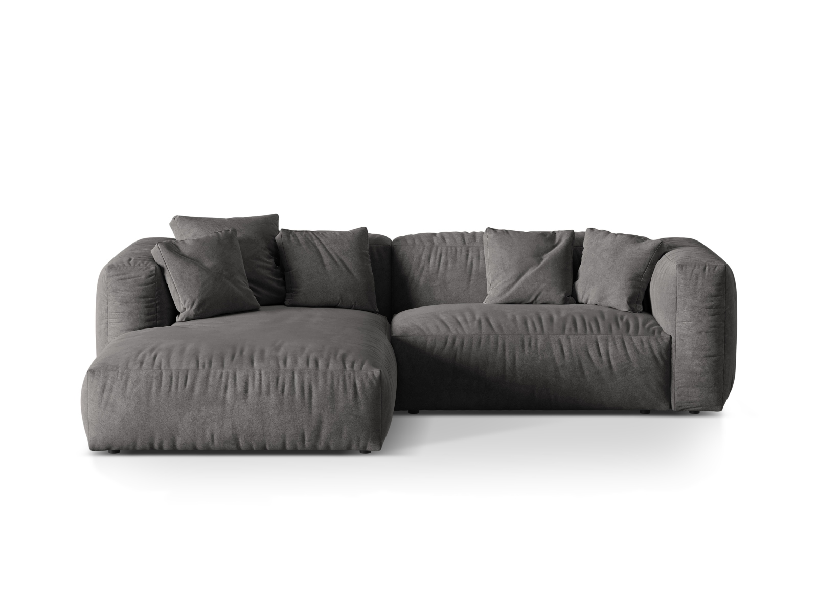 Velvet Modular Left Corner Sofa XL, "Martina", 2 Seats, 280x176x75
