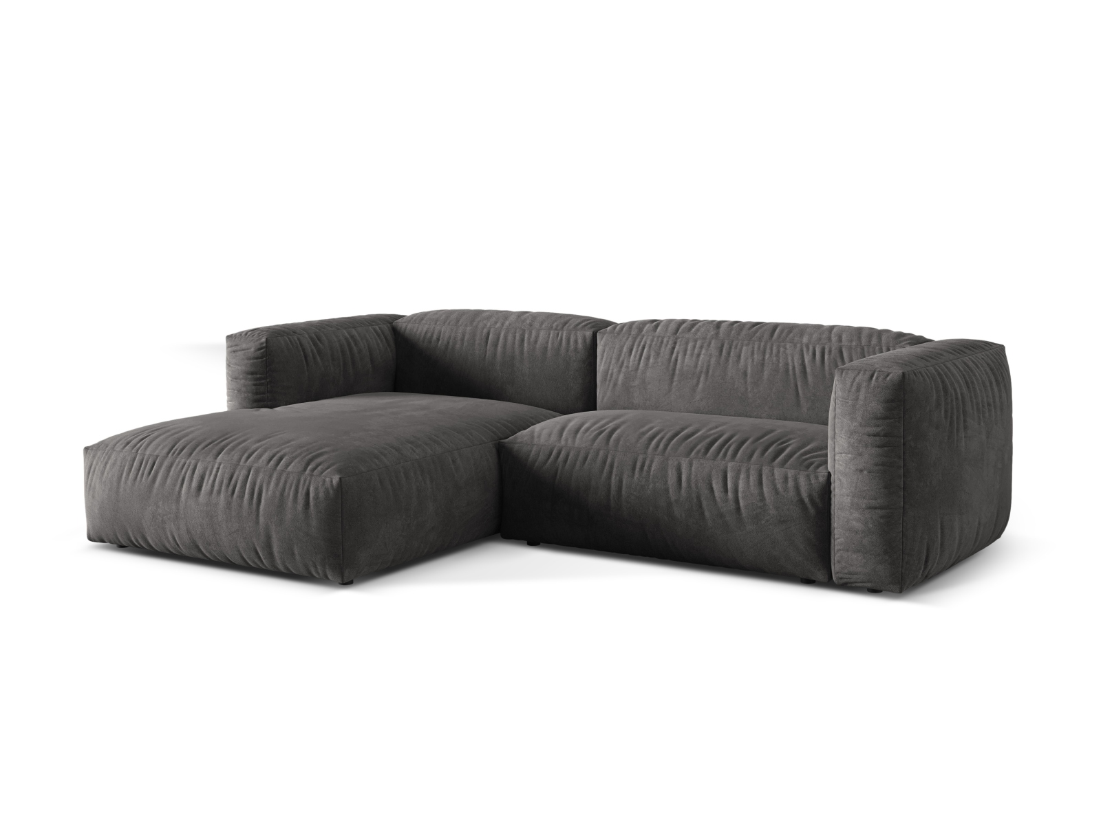 Velvet Modular Left Corner Sofa XL, "Martina", 2 Seats, 280x176x75