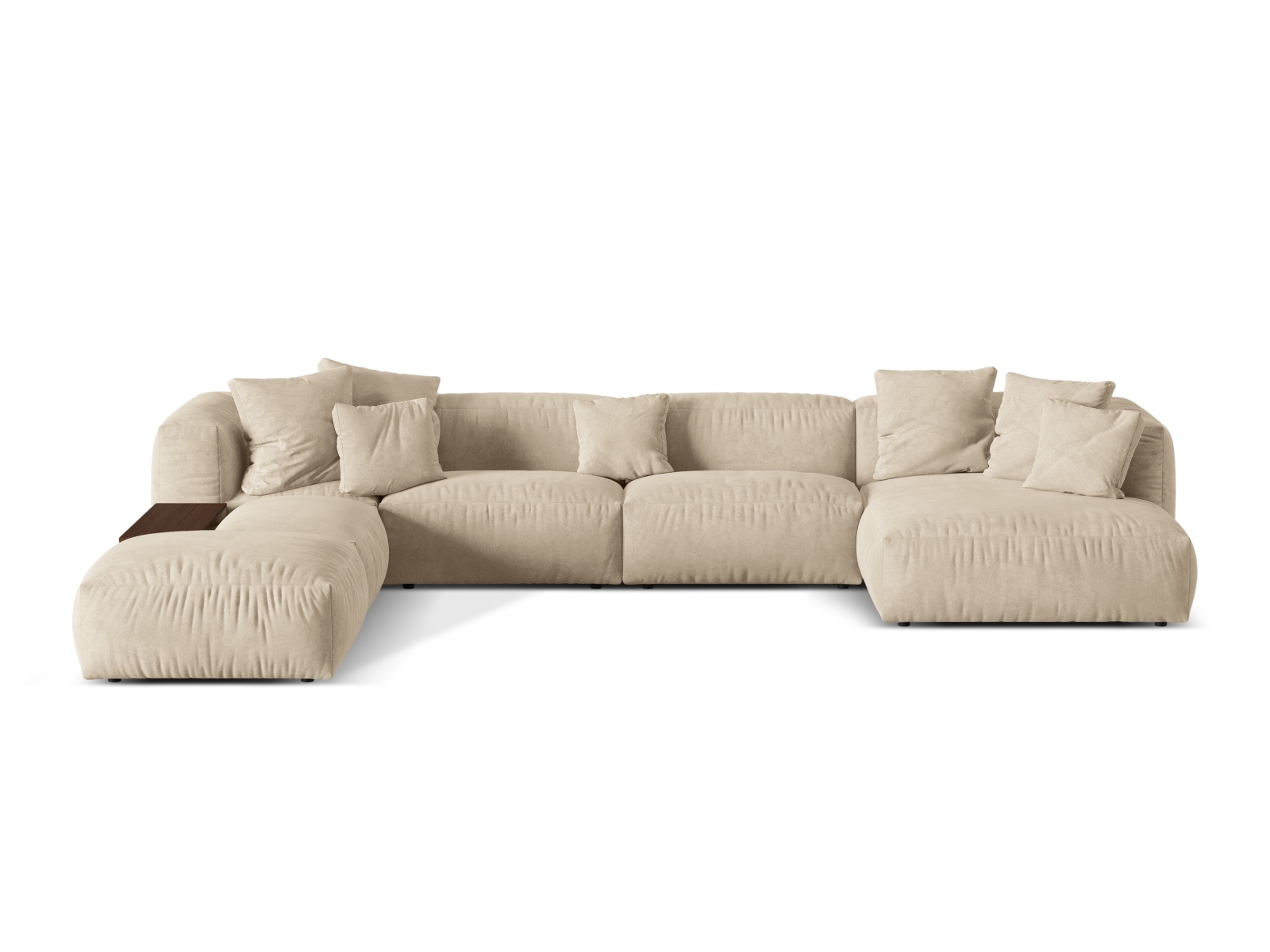 Velvet Modular Panoramic Left Corner Sofa, "Martina", 5 Seats, 406x280x75