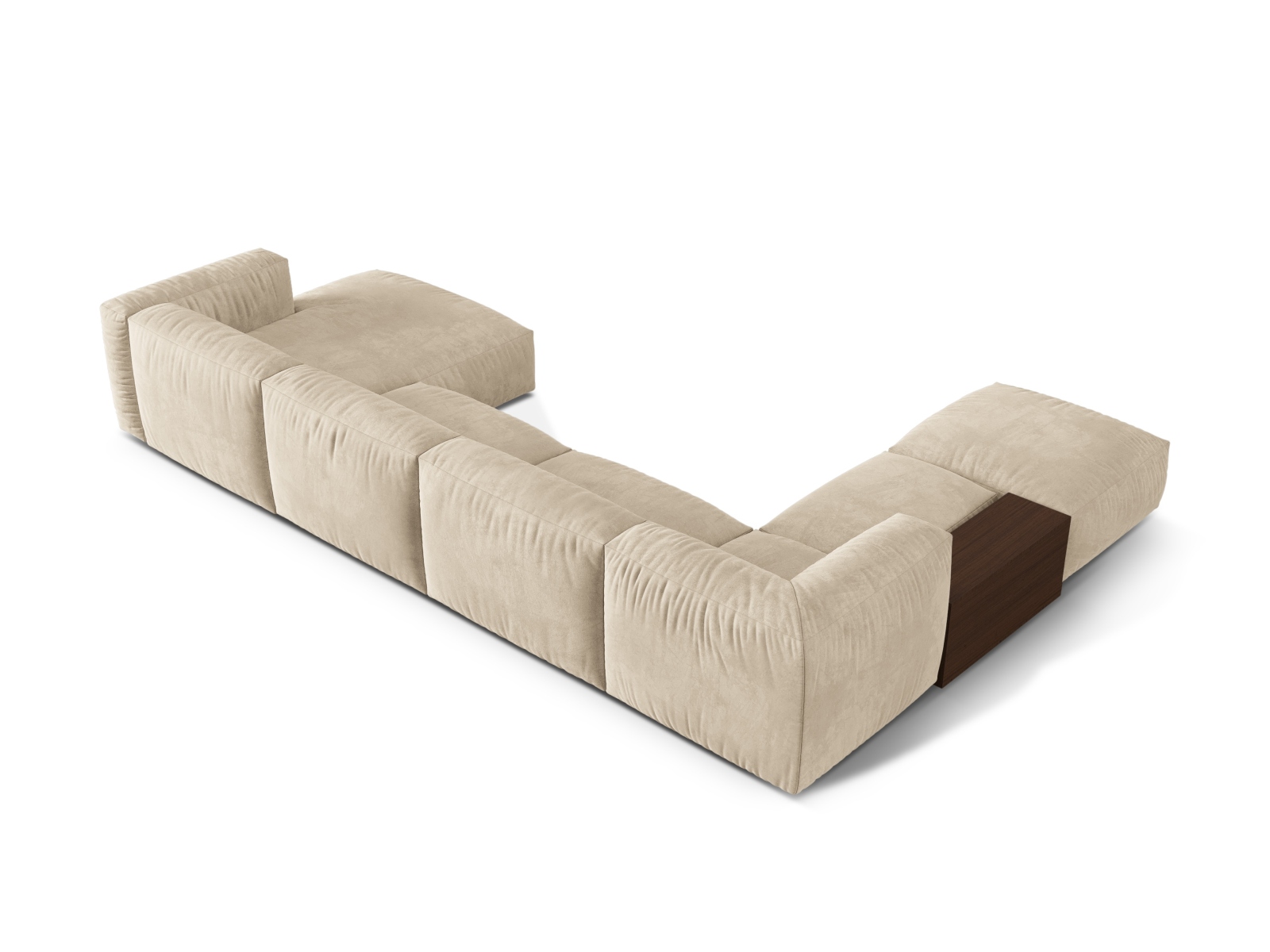 Velvet Modular Panoramic Left Corner Sofa, "Martina", 5 Seats, 406x280x75
