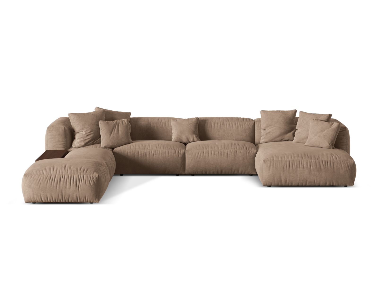 Velvet Modular Panoramic Left Corner Sofa, "Martina", 5 Seats, 406x280x75