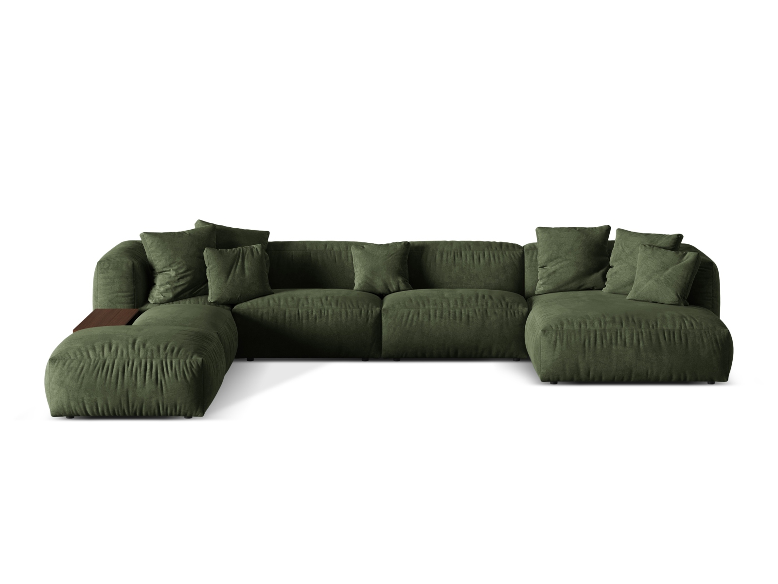 Velvet Modular Panoramic Left Corner Sofa, "Martina", 5 Seats, 406x280x75