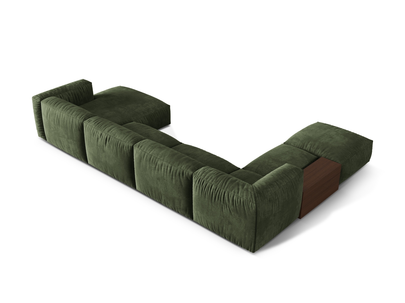 Velvet Modular Panoramic Left Corner Sofa, "Martina", 5 Seats, 406x280x75