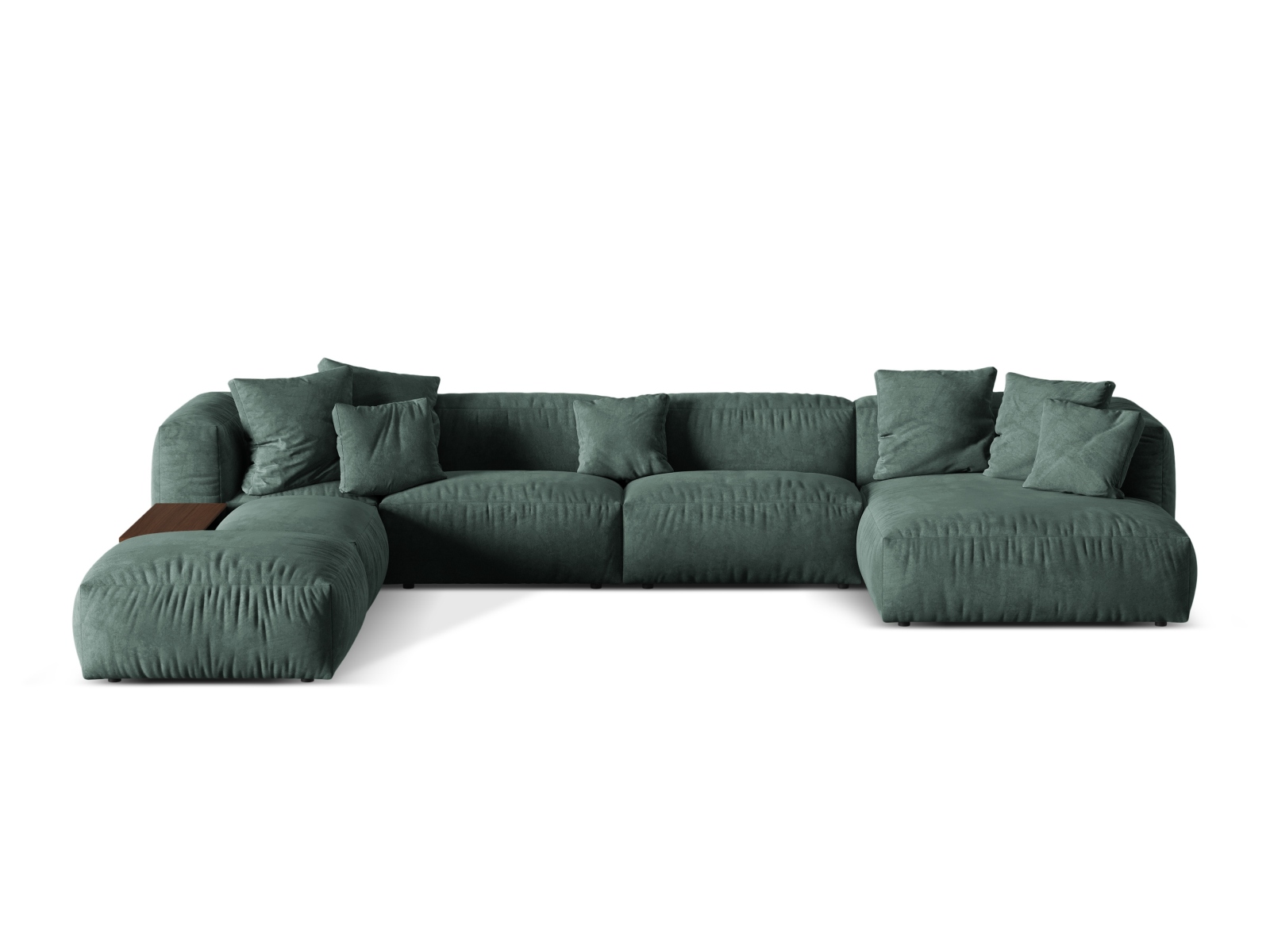 Velvet Modular Panoramic Left Corner Sofa, "Martina", 5 Seats, 406x280x75