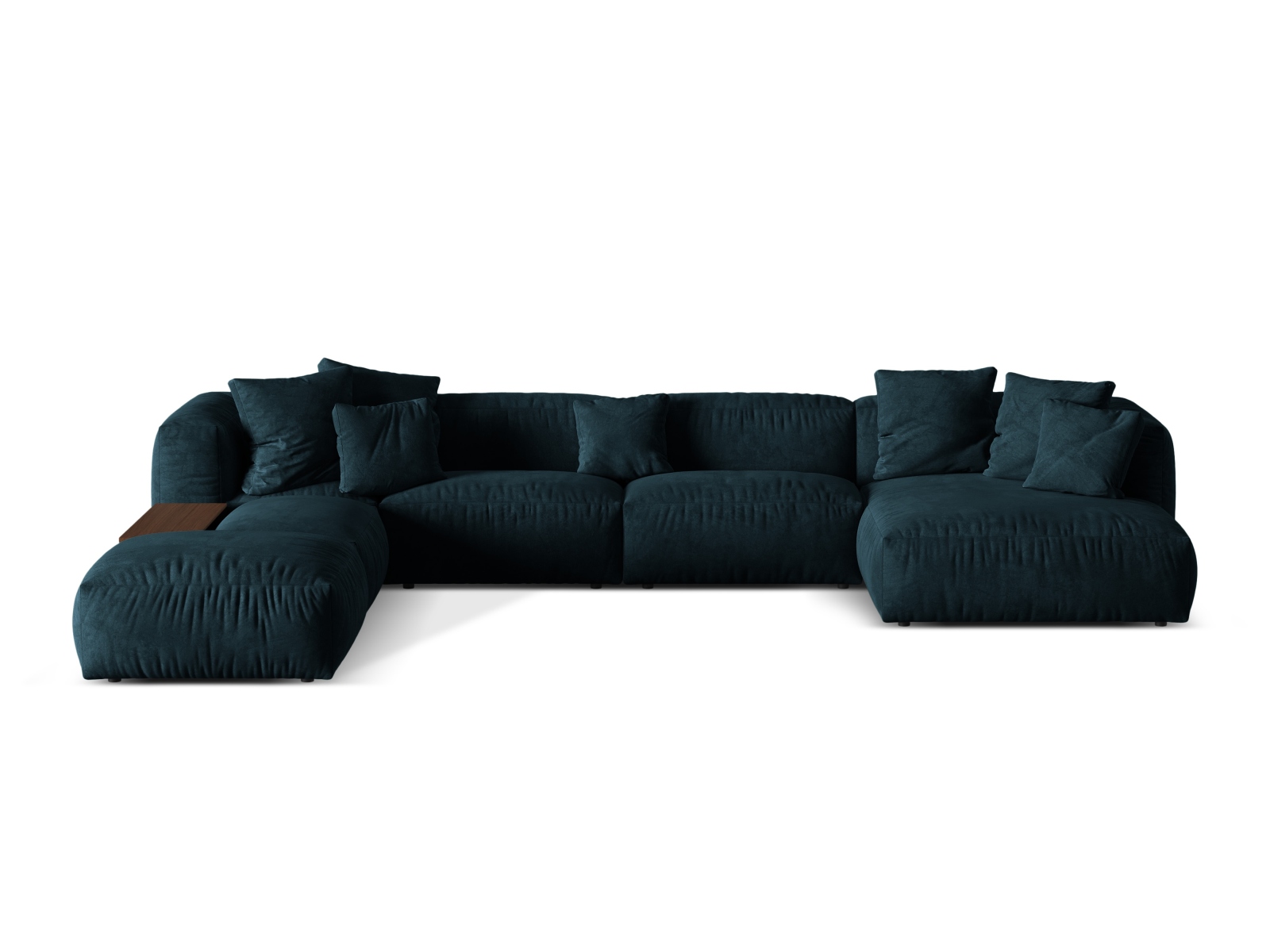 Velvet Modular Panoramic Left Corner Sofa, "Martina", 5 Seats, 406x280x75