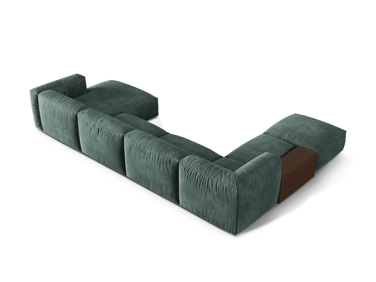 Velvet Modular Panoramic Left Corner Sofa, "Martina", 5 Seats, 406x280x75
