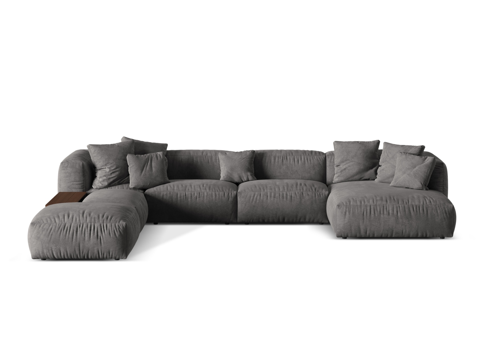Velvet Modular Panoramic Left Corner Sofa, "Martina", 5 Seats, 406x280x75