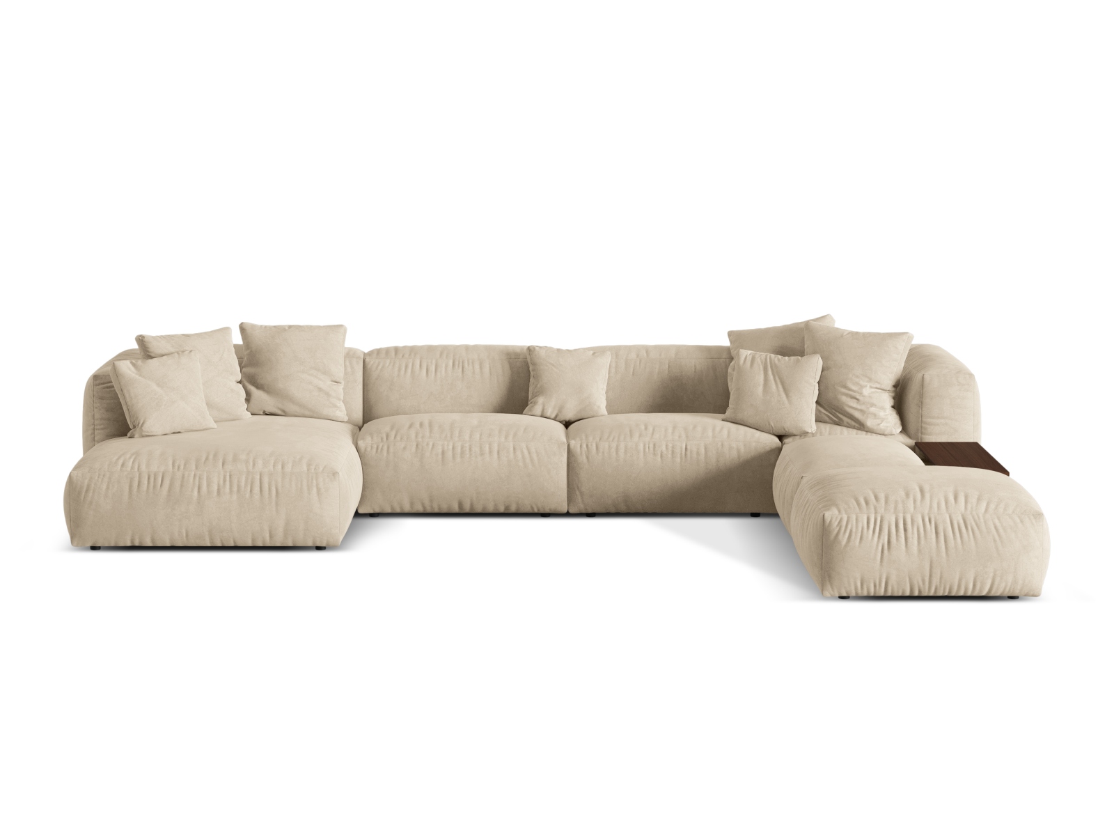 Velvet Modular Panoramic Right Corner Sofa, "Martina", 5 Seats, 406x280x75