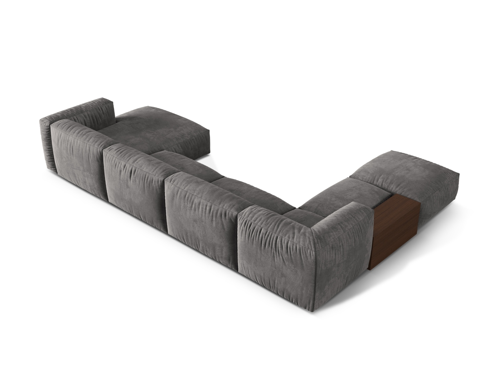 Velvet Modular Panoramic Left Corner Sofa, "Martina", 5 Seats, 406x280x75