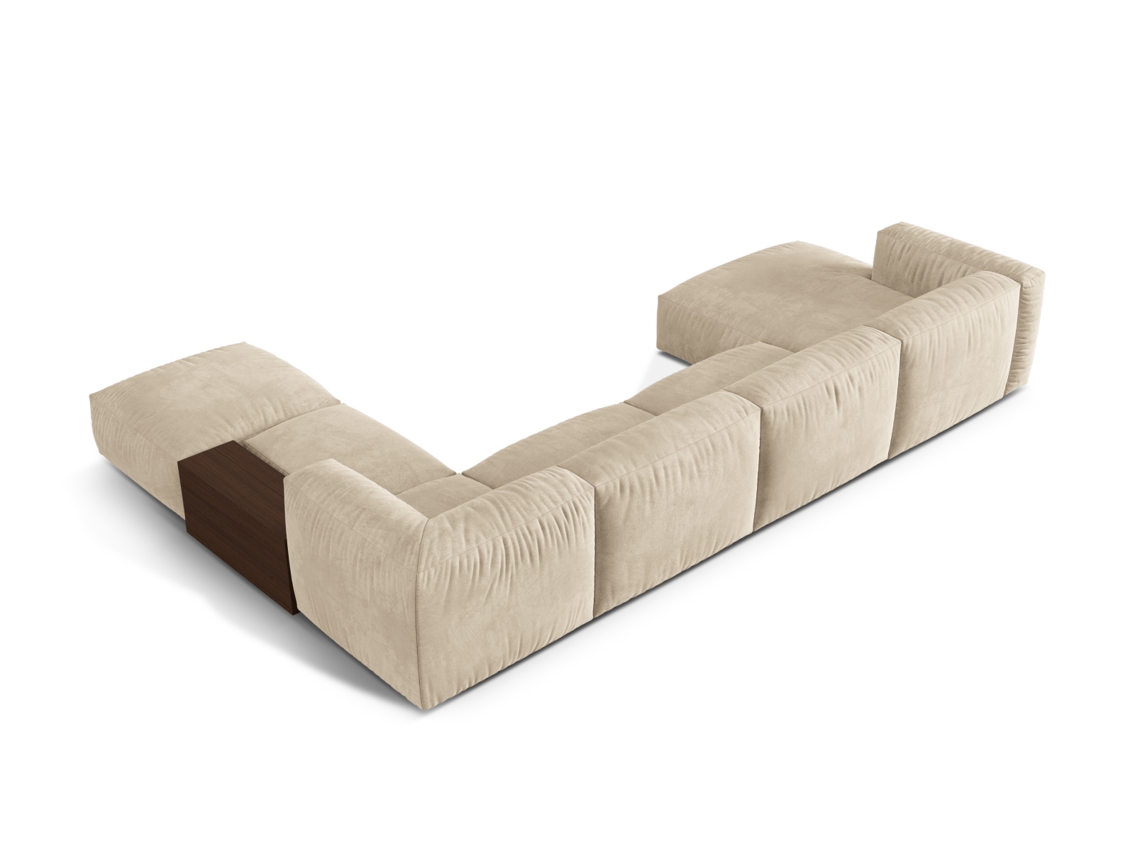 Velvet Modular Panoramic Right Corner Sofa, "Martina", 5 Seats, 406x280x75